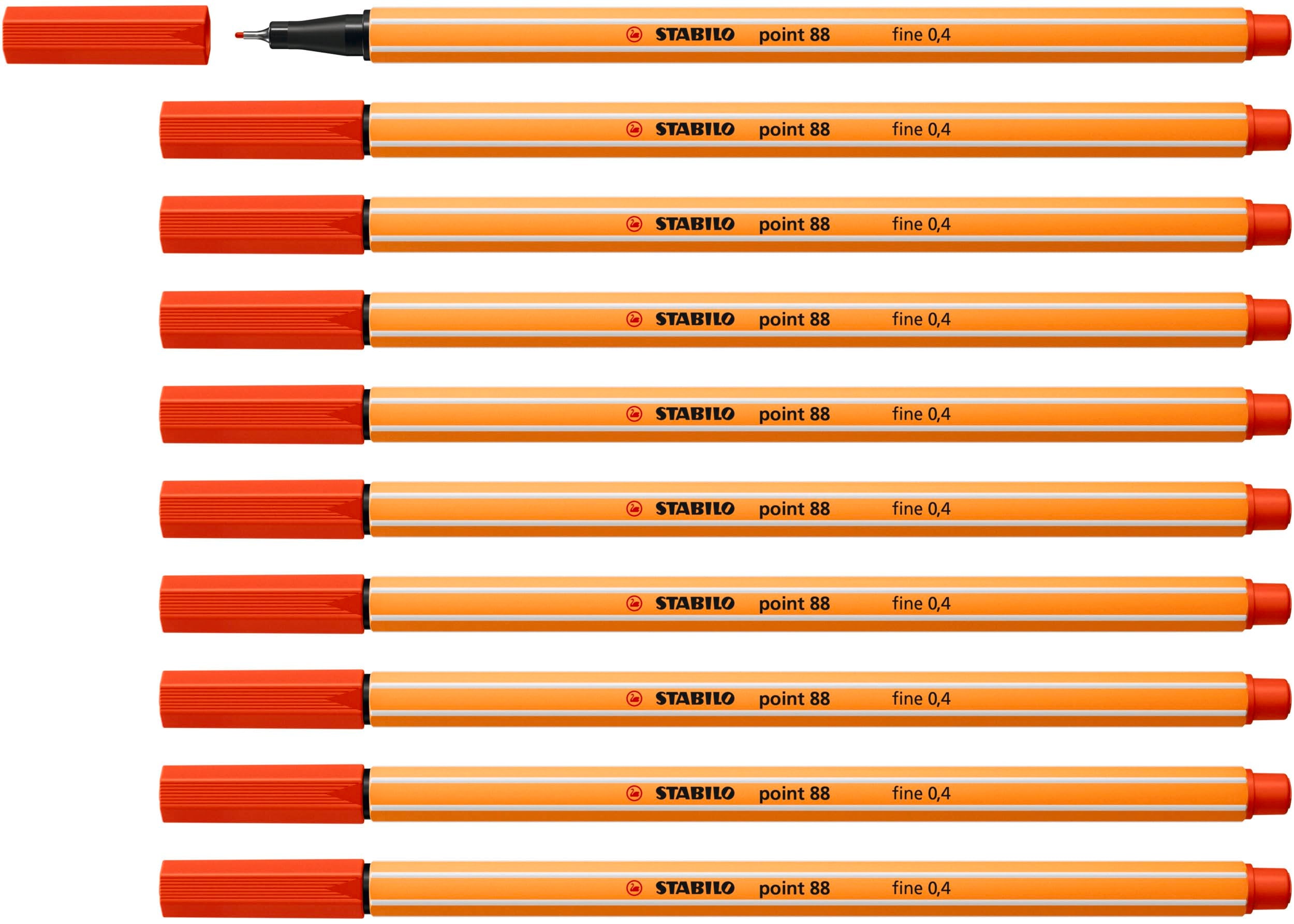 STABILO point 88 - Fineliner - Pack of 10 - Red 1