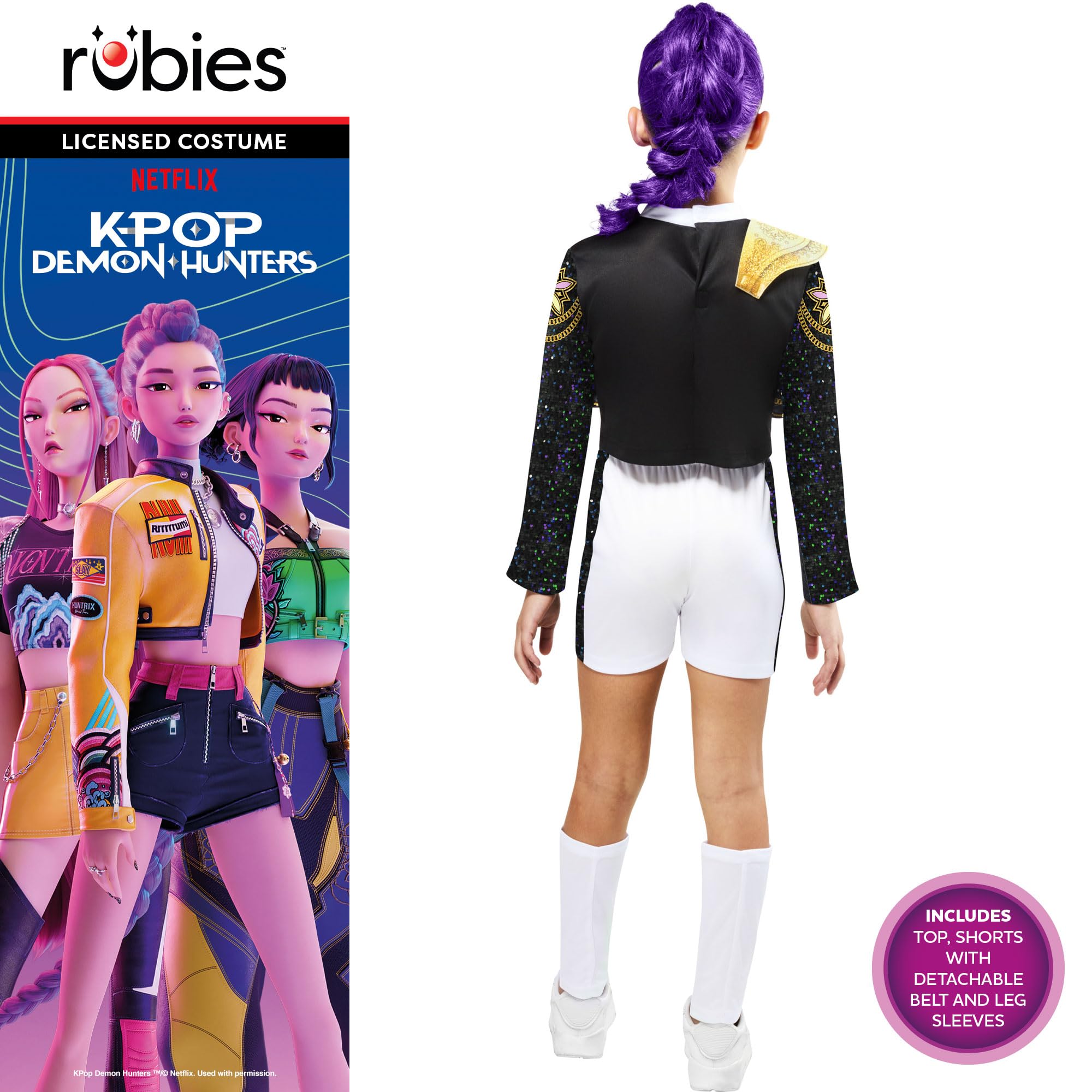 Rubies Official Netflix K-Pop Demon Hunters Deluxe Rumi Golden Child Costume, Kids Fancy Dress, Size Age 6+ Years 5