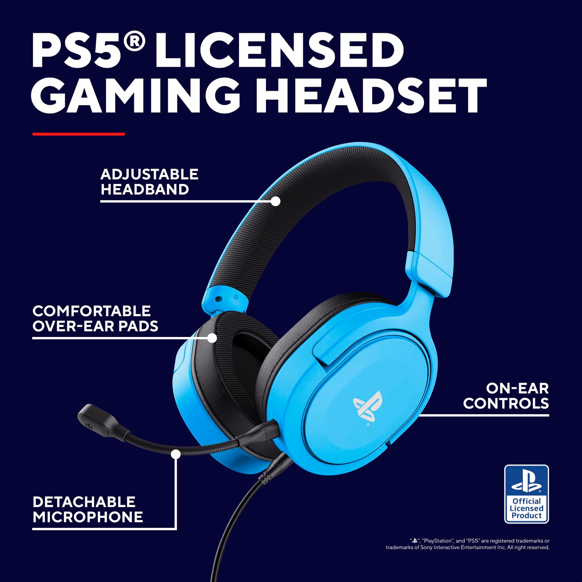 GXTrust GXT 498B Forta Gaming Headset - Officially Licensed for PS5 | 50mm Drivers | Detachable Mic | Blue