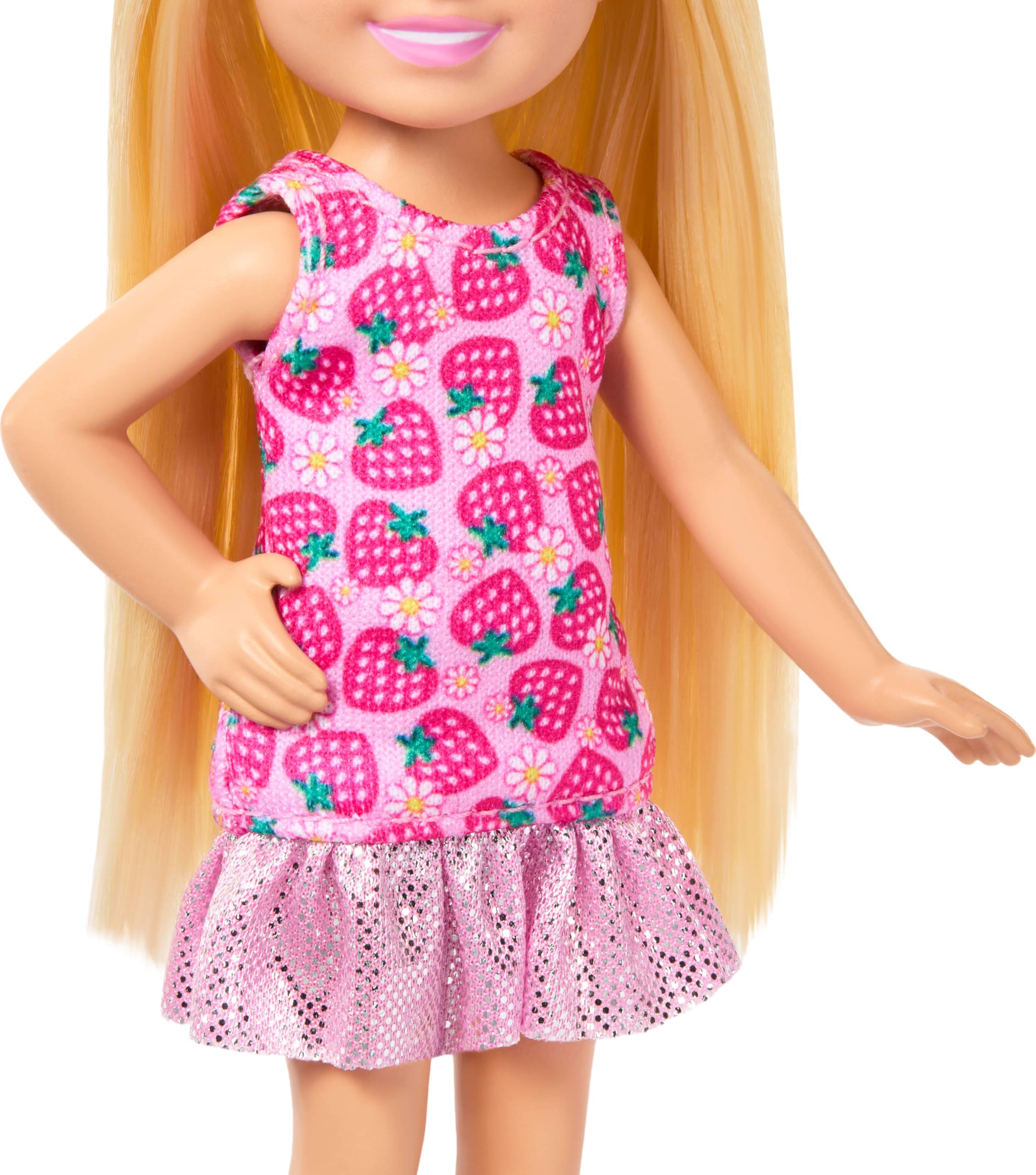 Chelsea Doll - Pink Strawberry-Themed Dress & Blonde Hair - Barbie Toy for Kids 3+ 4