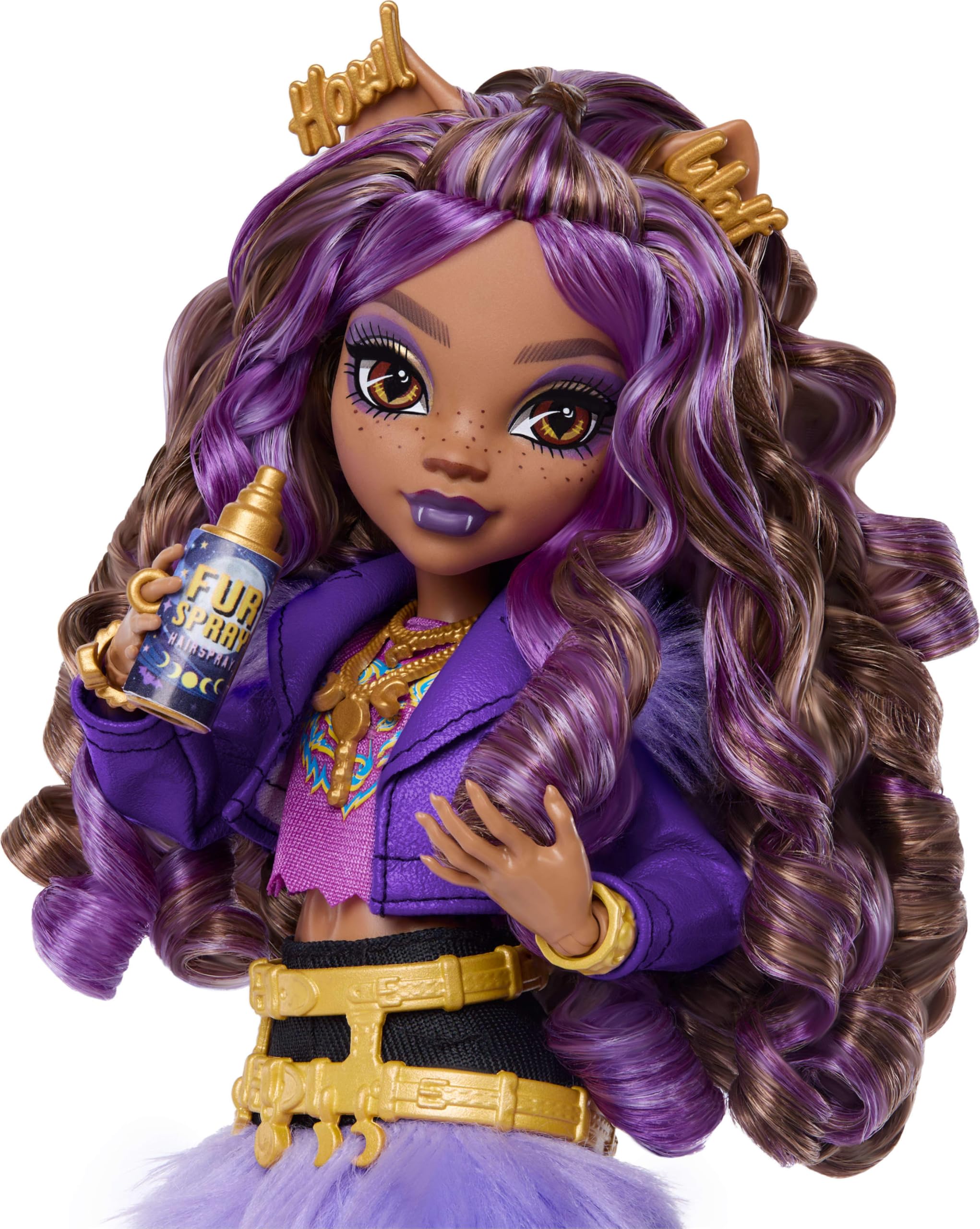 Monster High Clawdeen Wolf Doll with Pet Wolf Pup Crescent and 7 Accessories | 11.248 inches | JHK30 3