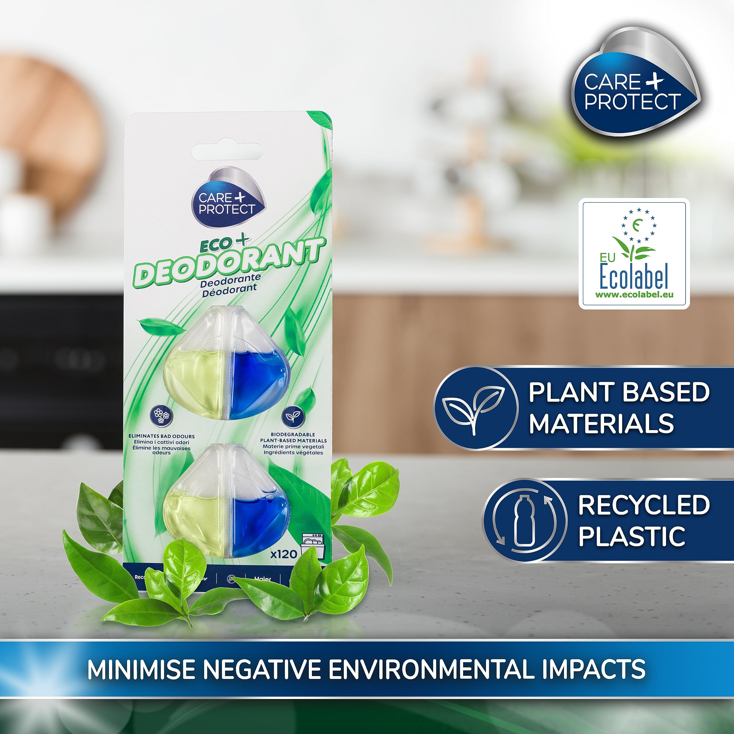 CARE + PROTECT ECO+ Dishwasher Deodorant - Lemon Scent | 3 Shells | Up to 120 Washes 5