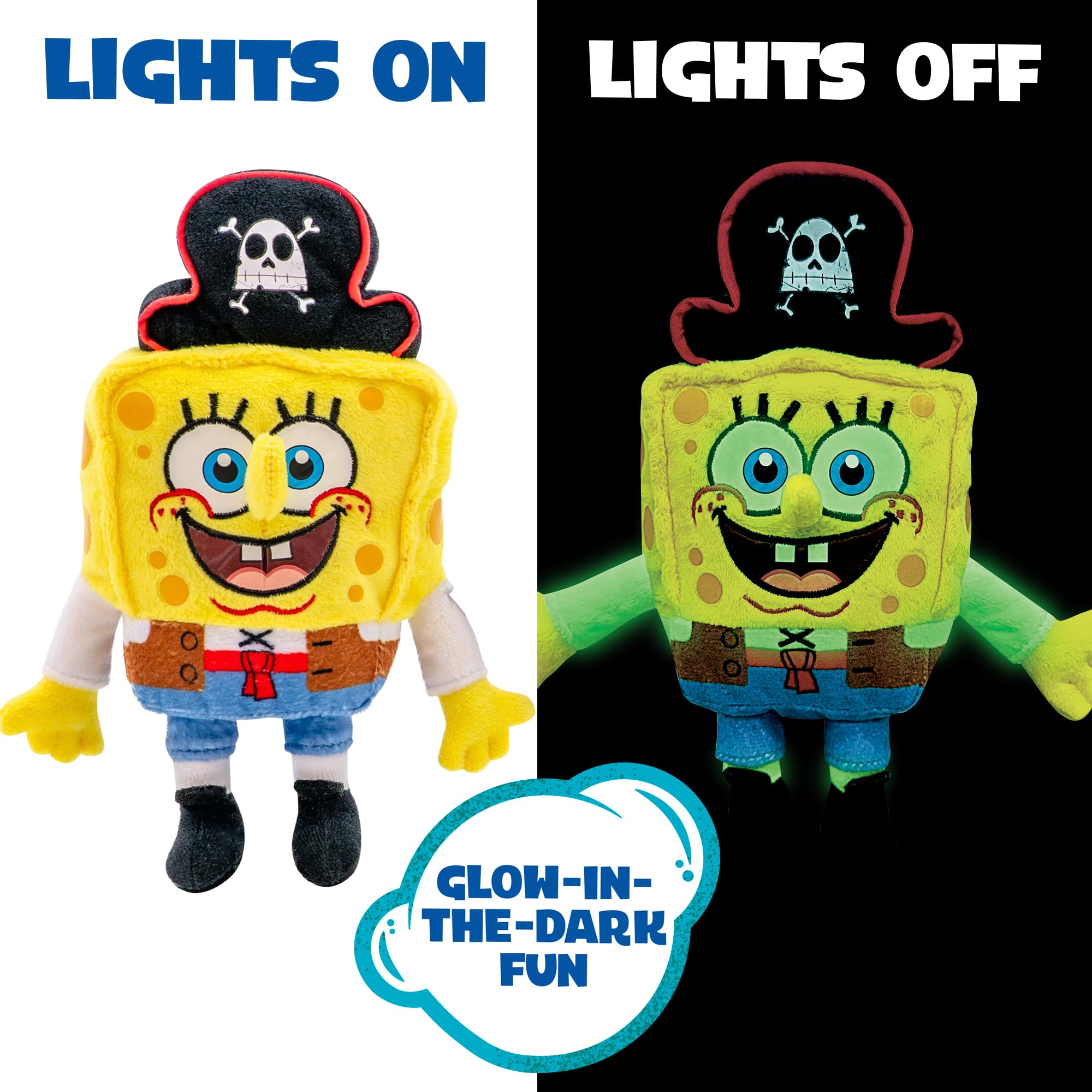 SpongeBob SquarePants Bikini Bottom Glow Plush - 8.56 Inch Tall, Glow-in-the-Dark