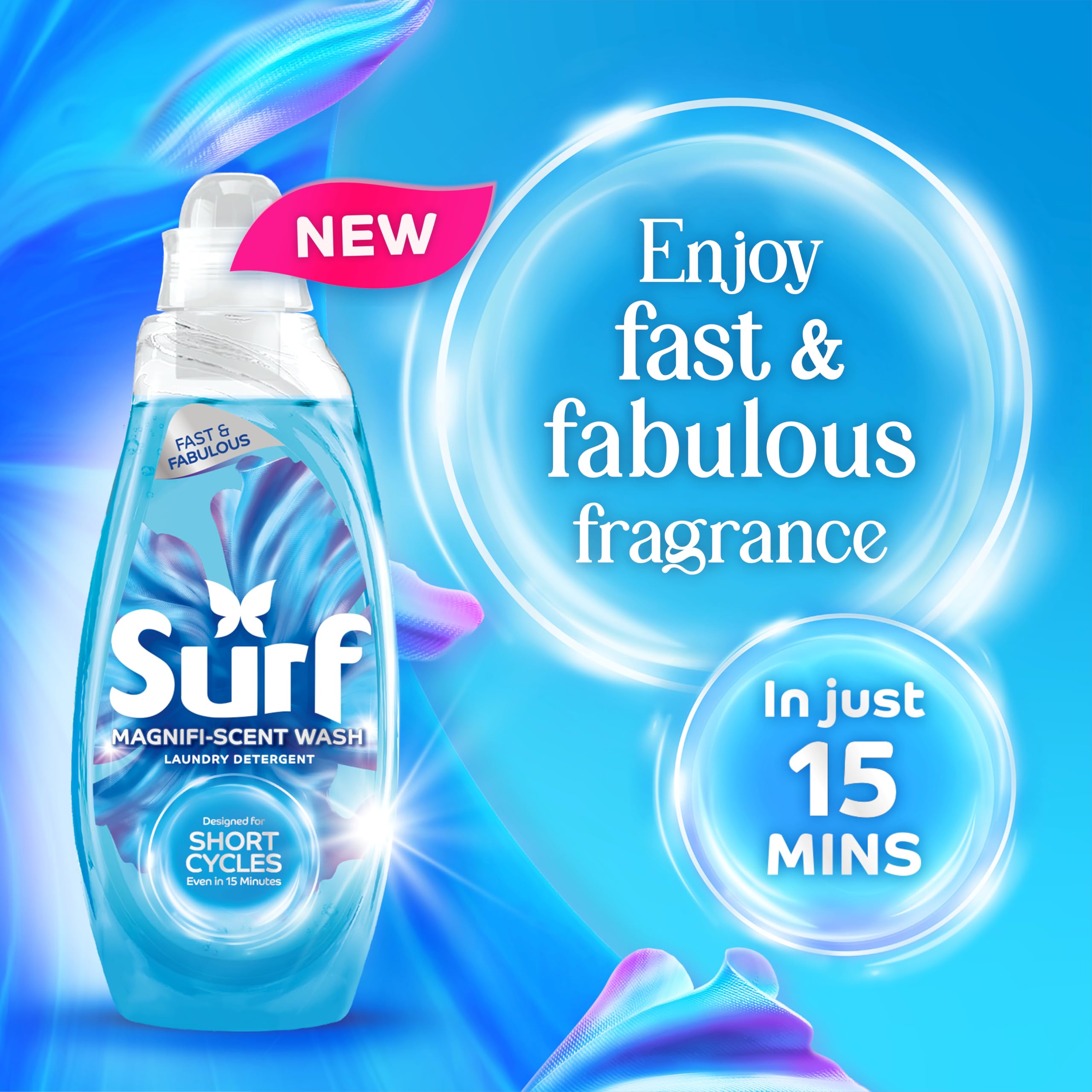 Surf Magnifi-Scent Wash Aqua Bliss Laundry Liquid Detergent | 1.08L | For 15-Minute Short Cycles 2