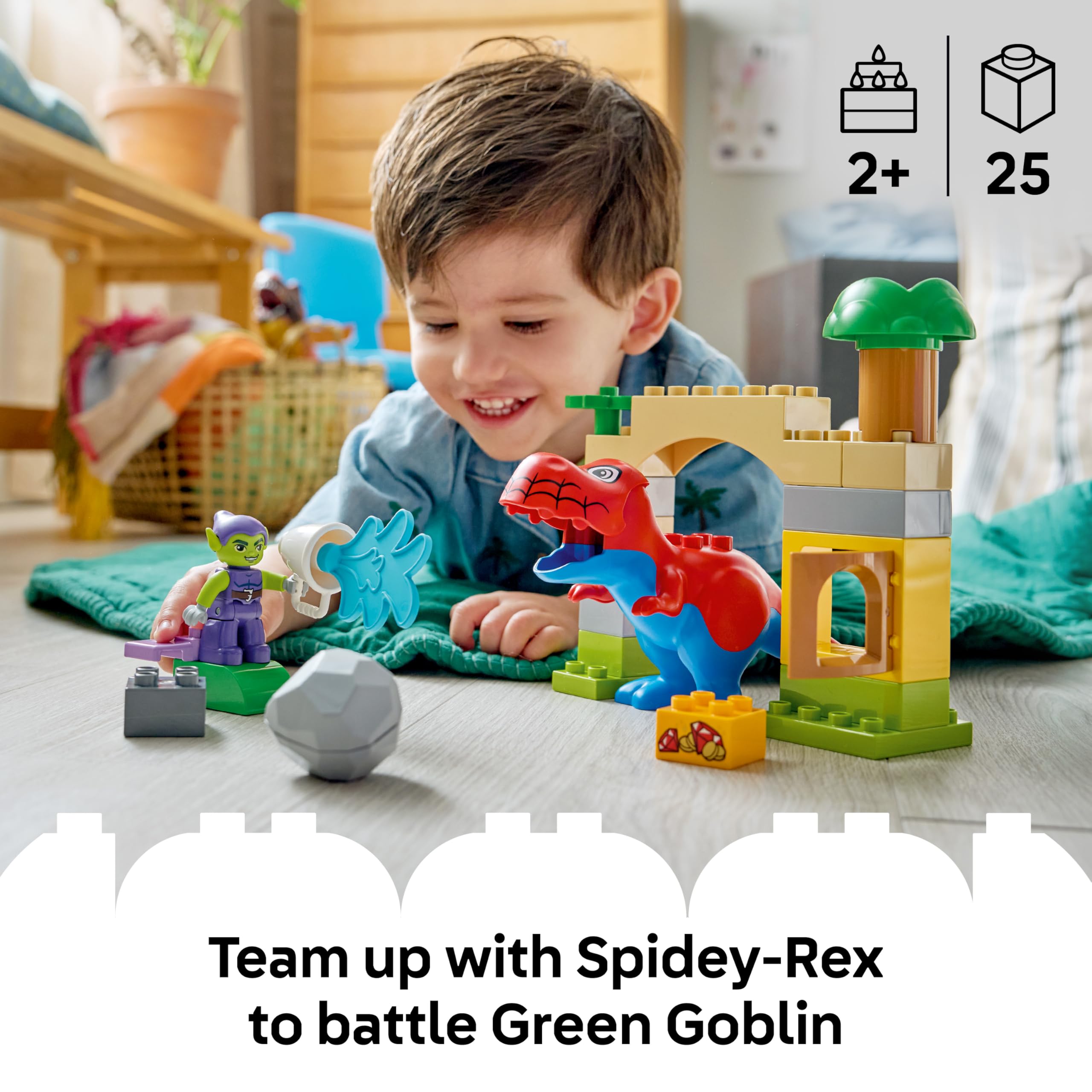 LEGO DUPLO Marvel Dinosaur Spidey-Rex vs. Green Goblin Building Set | Ages 2+