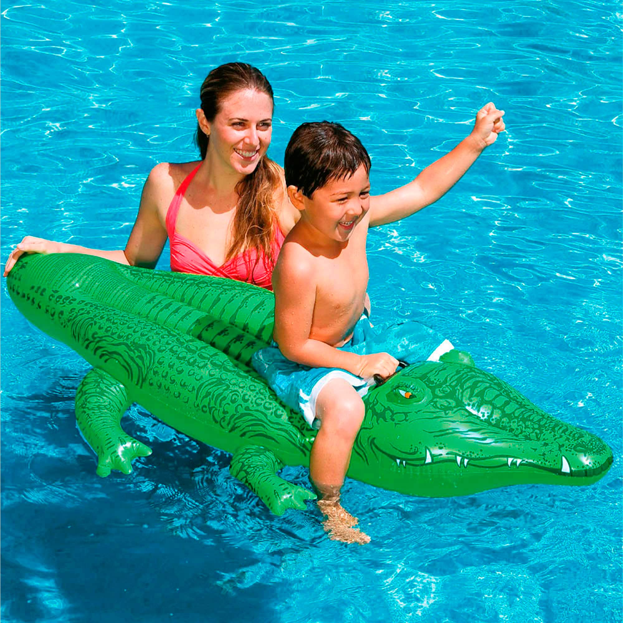 Intex 58546 Inflatable Crocodile - 168x86 cm - Fun Water Pool Float for Kids 3+ 6