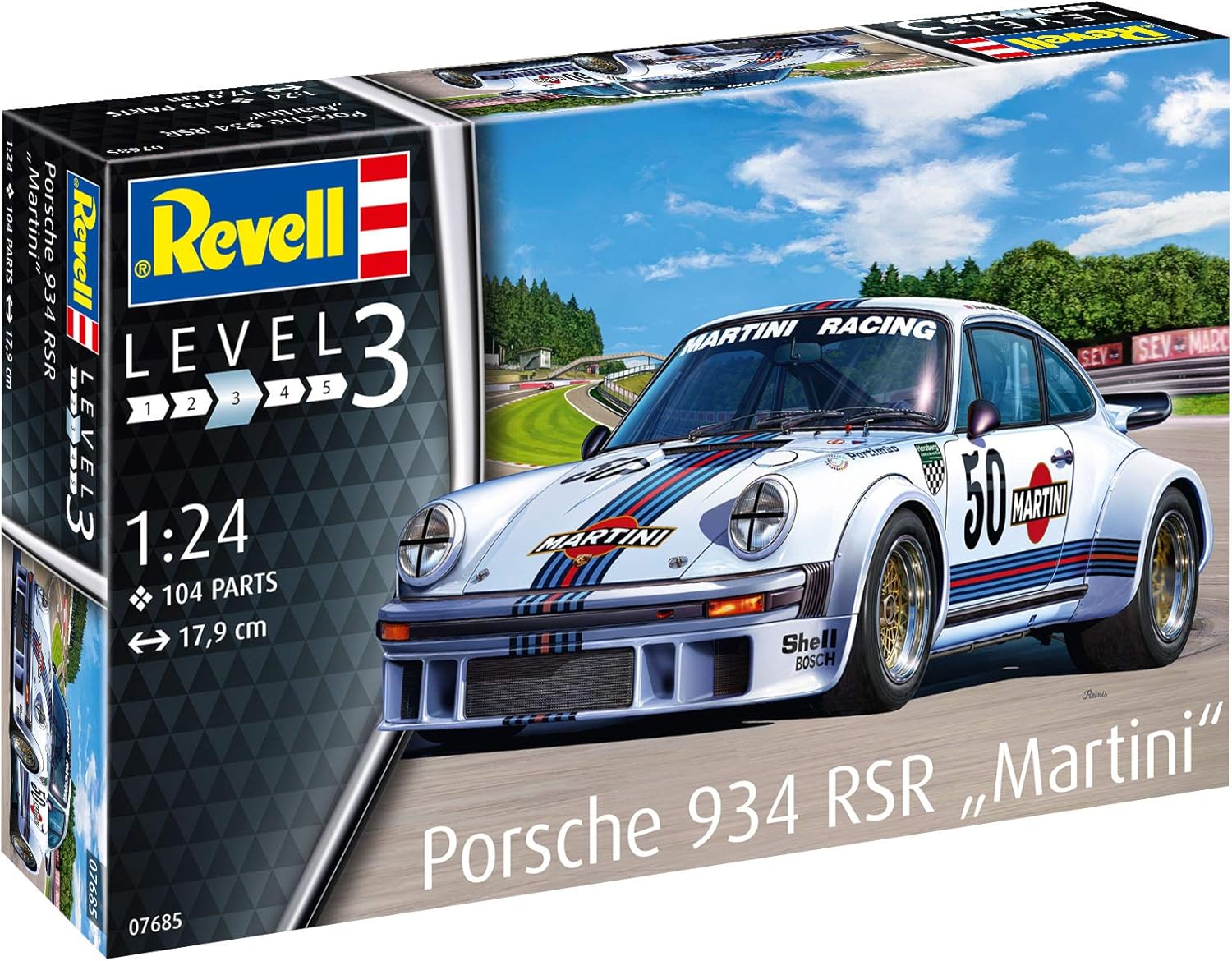 Revell Porsche 934 RSR 'Martini Racing' 1:24 Plastic Model Kit - Building Toy for Ages 3+ 5