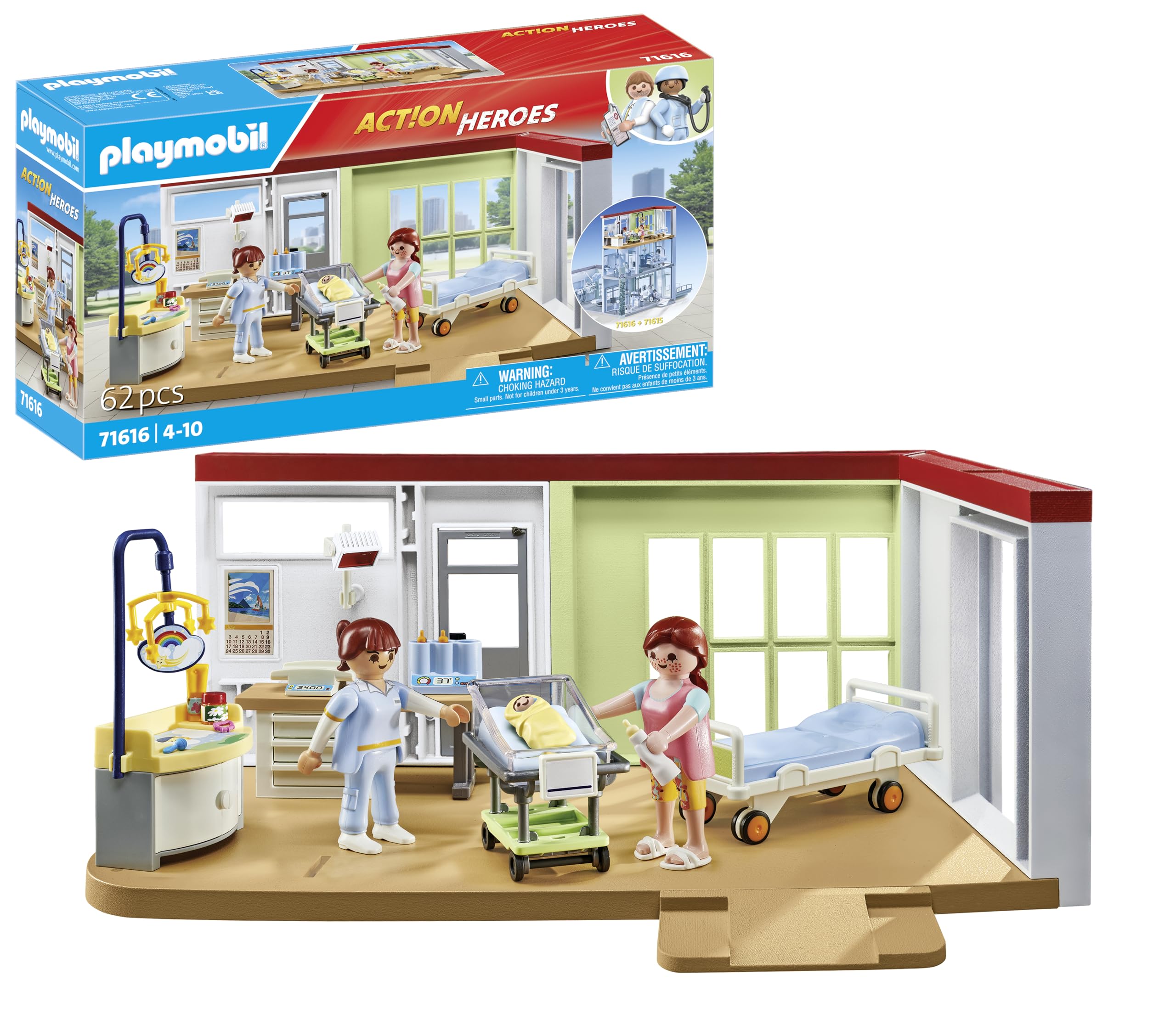 Playmobil 71616 Action Heroes Maternity Ward Playset - Educational Role Play for Ages 4+ 1