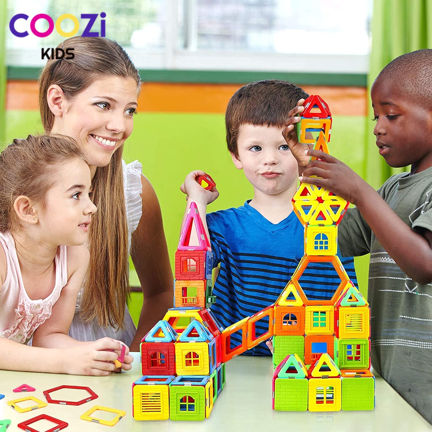 COOZI Magnetic Tiles for Kids - 40pc STEM Magnetic Building Blocks Set for Ages 3+ 18