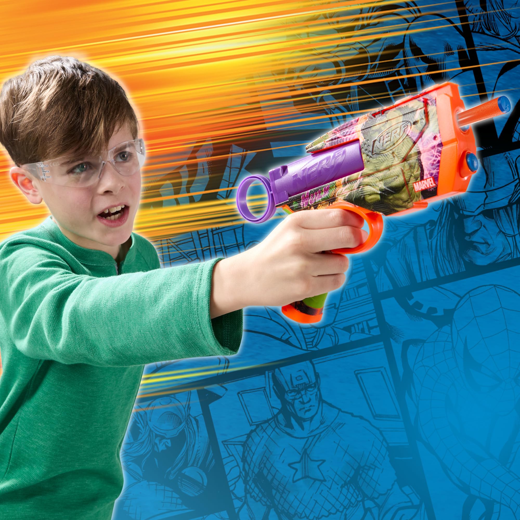 Nerf Marvel Hulk Dart Blaster with 2-Dart Capacity, Pull-Back Priming | Ages 8+ 8