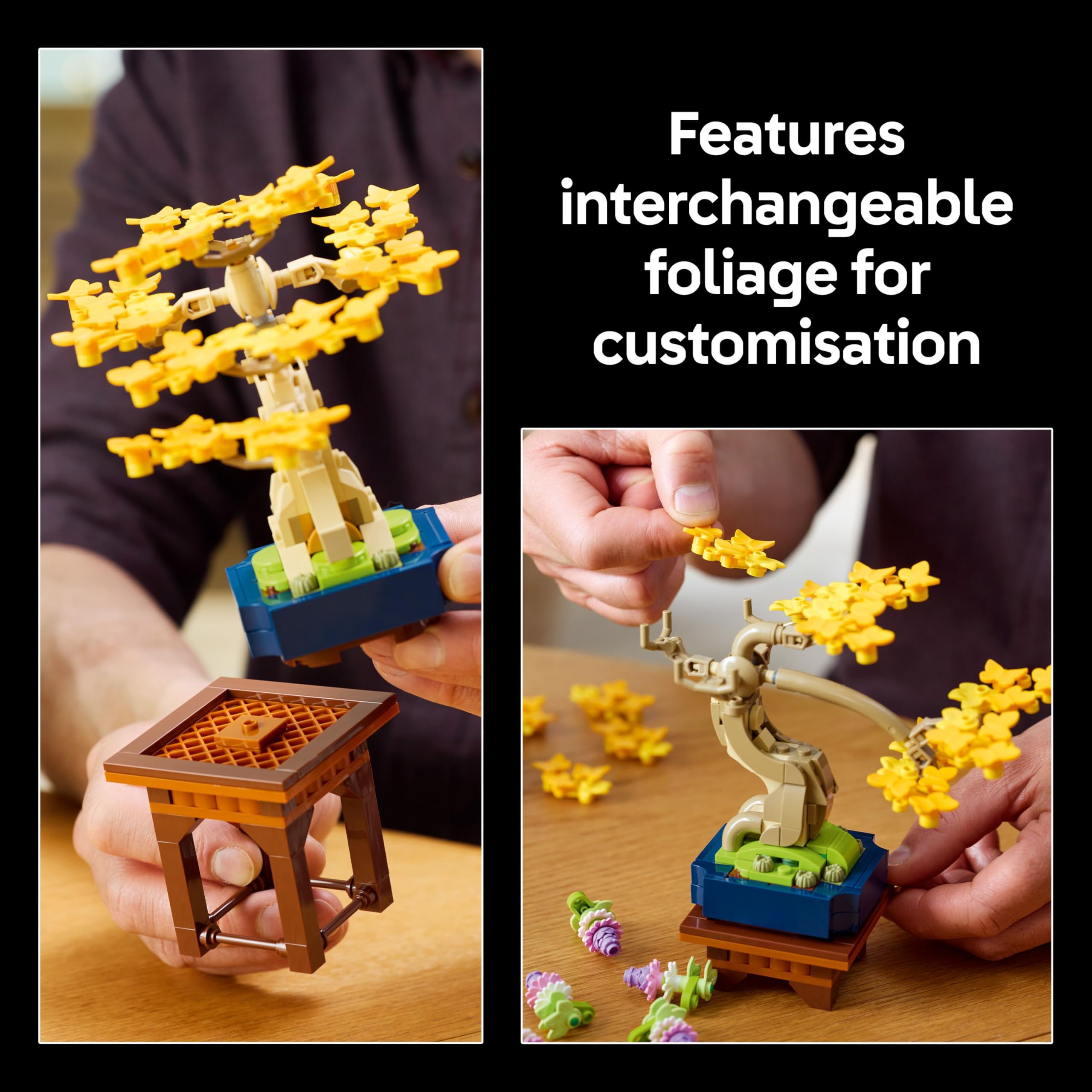 LEGO Botanicals Mini Bonsai Trees - Ginkgo, Black Pine & Wisteria - 709 Piece Building Set for Adults 4