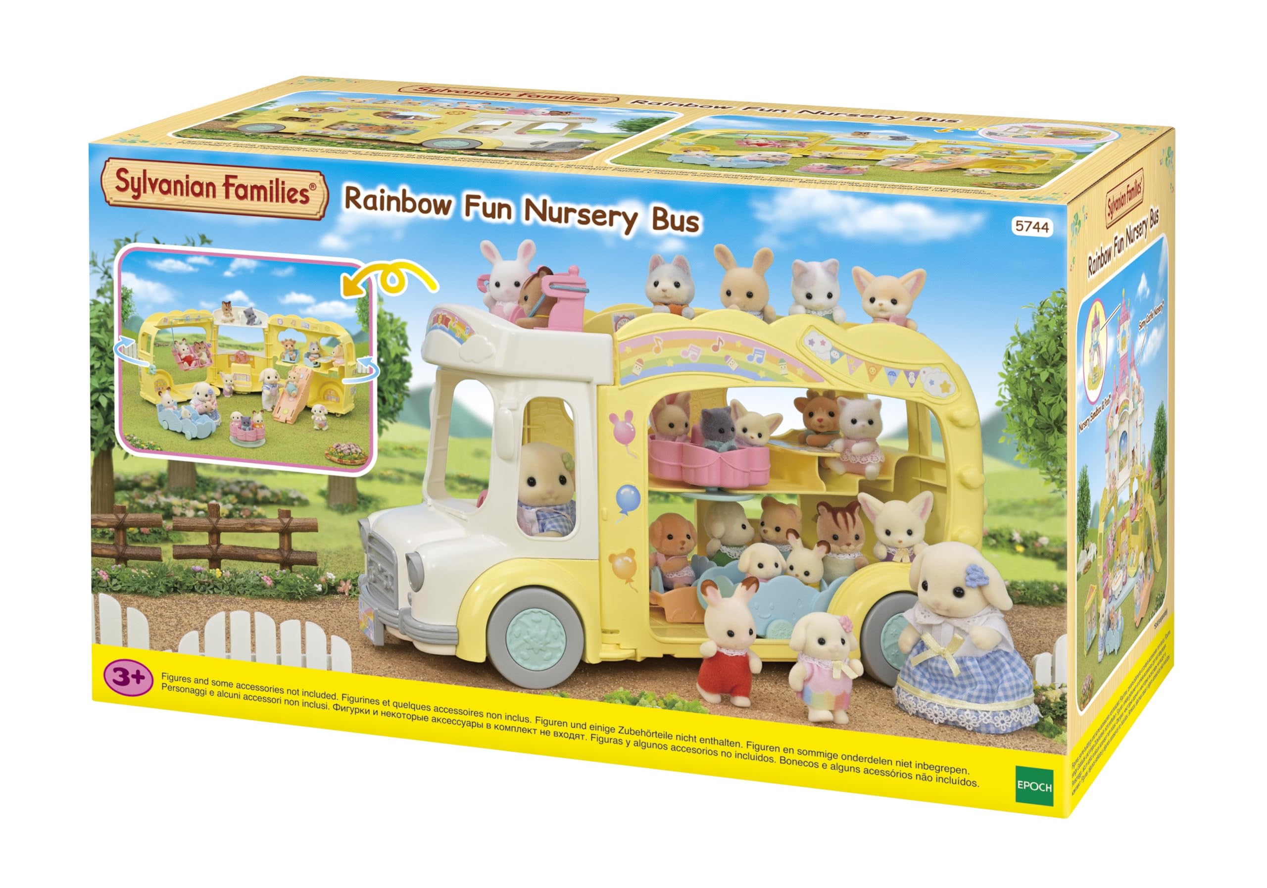 Sylvanian Families Rainbow Fun Nursery Bus Playset | Seats 28 Babies | Model 5744