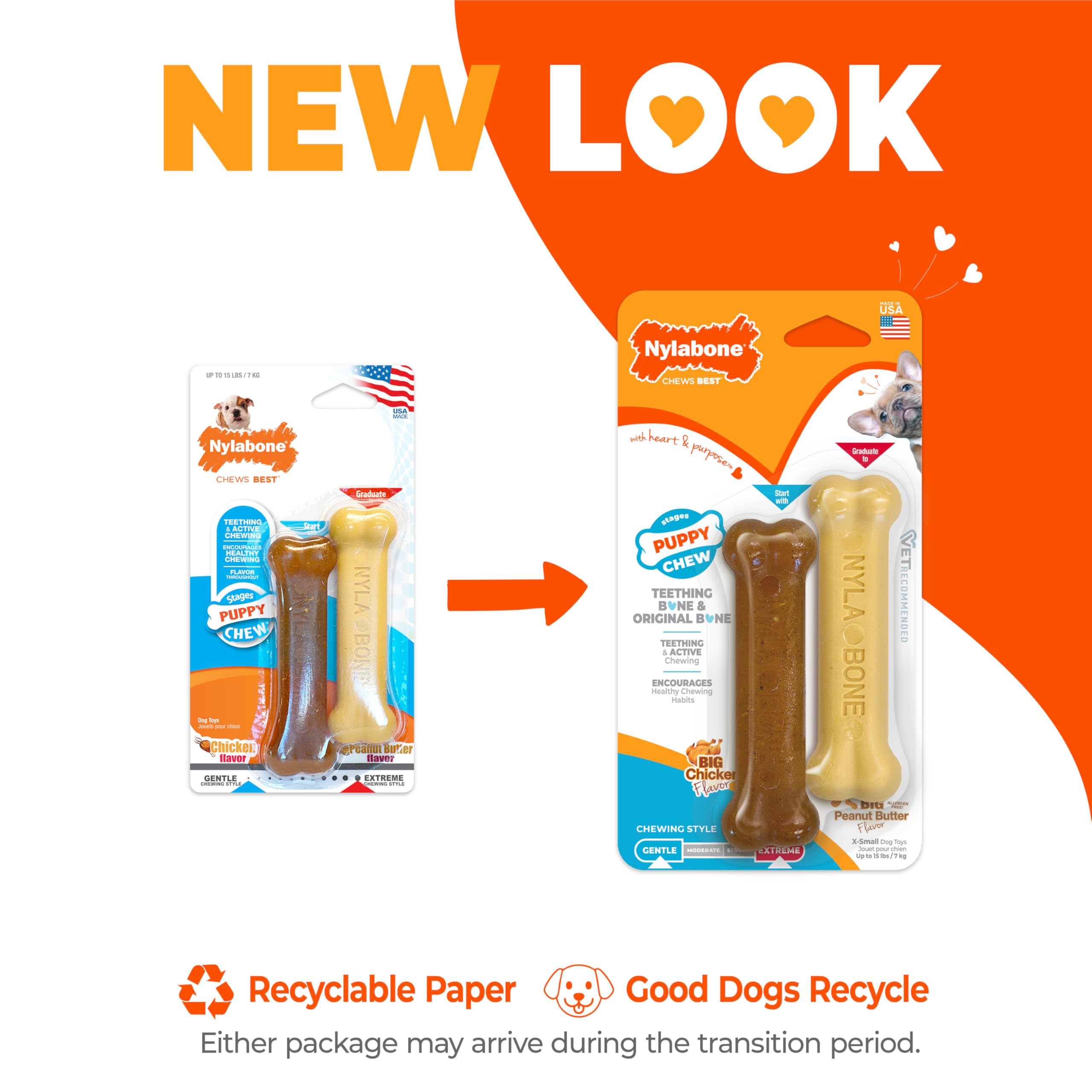 Nylabone Gentle Puppy Chew Toy Bones - Chicken & Peanut Butter Flavour, XS, Up to 7kg (Twin Pack) 3