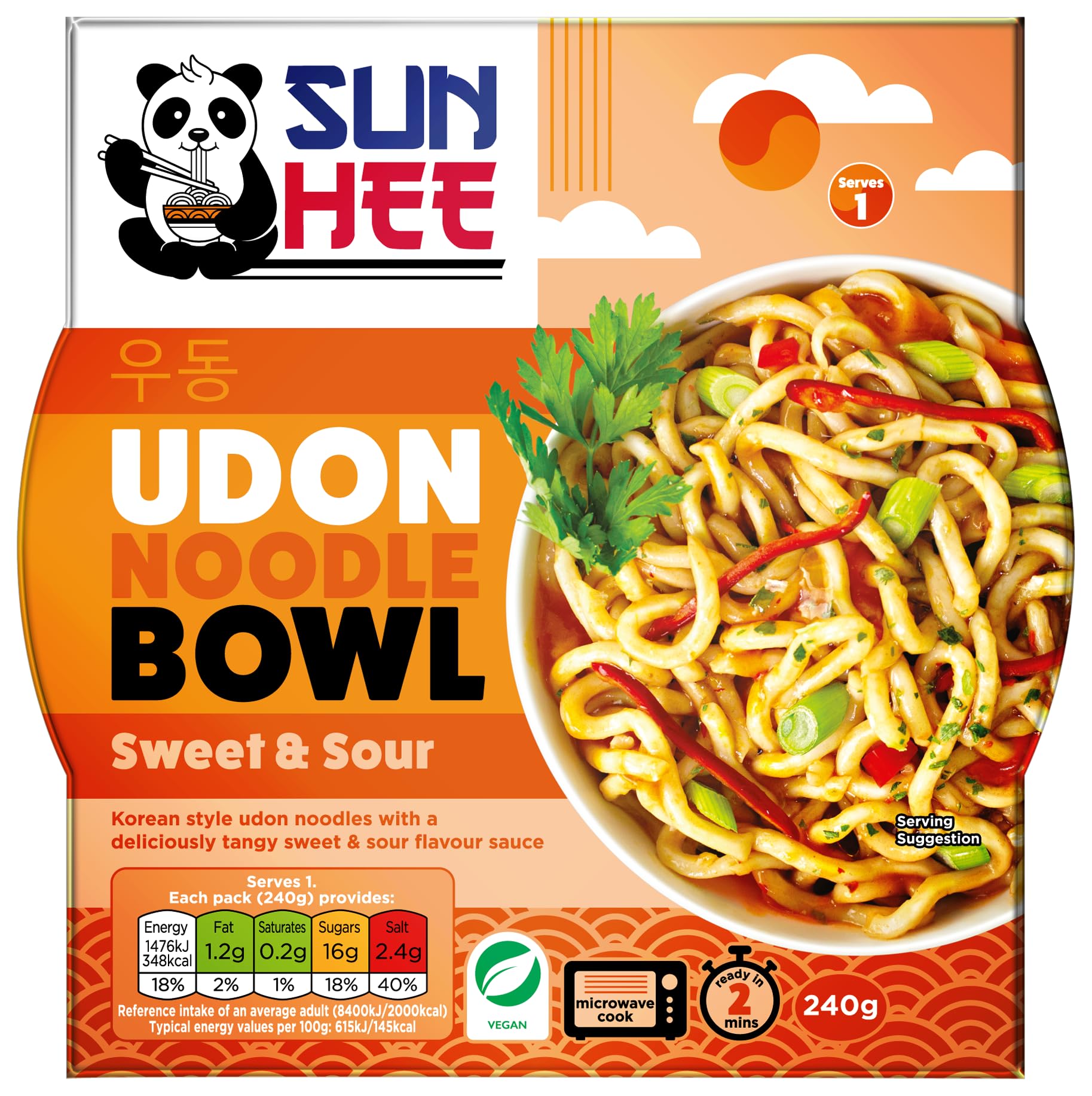 Sun Hee Sweet and Sour Udon Bowl - Ready-to-Eat, Microwaveable, 240g