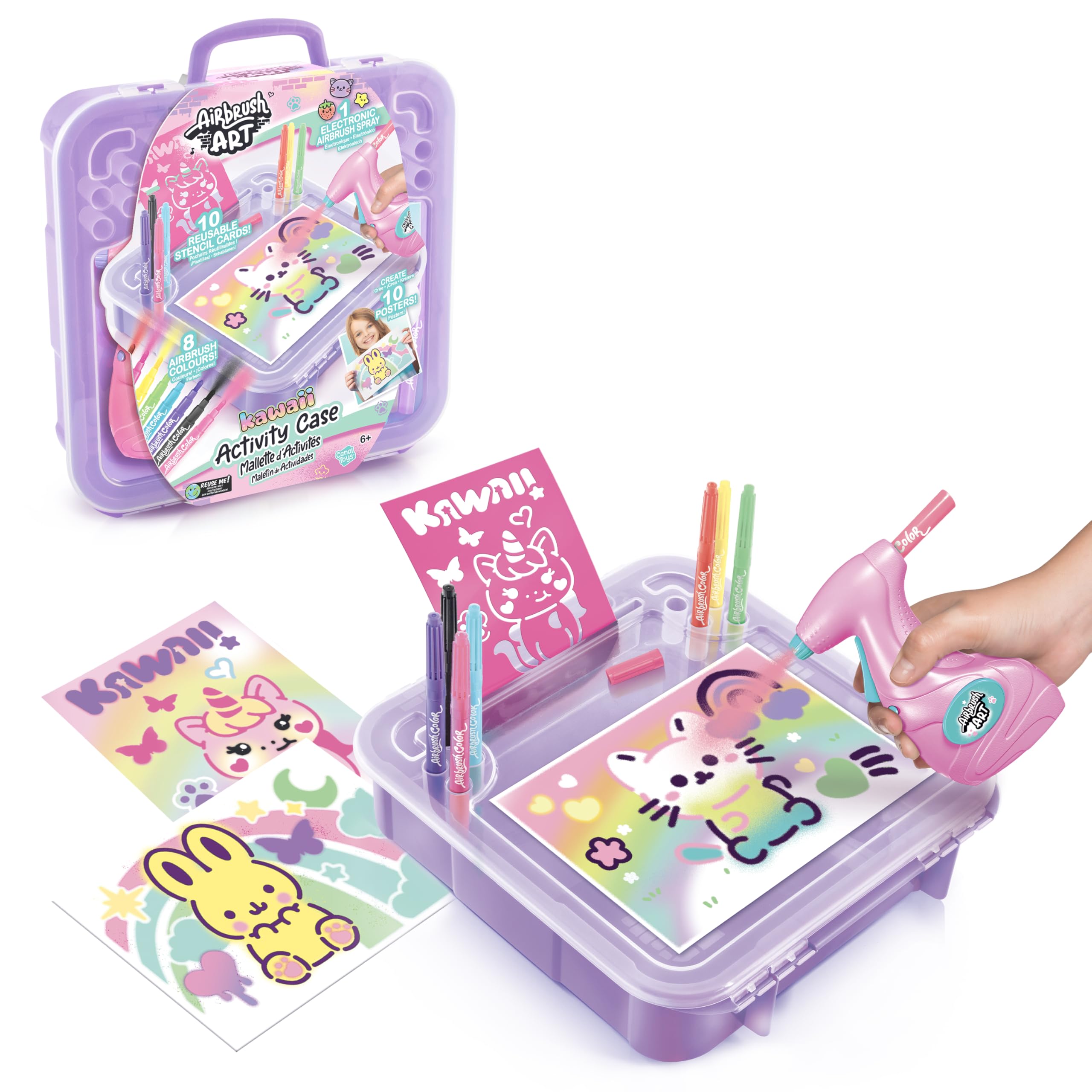 Canal Toys Airbrush Art Activity Case - Electronic Spray & 10 Stencils | Ages 6+ 1