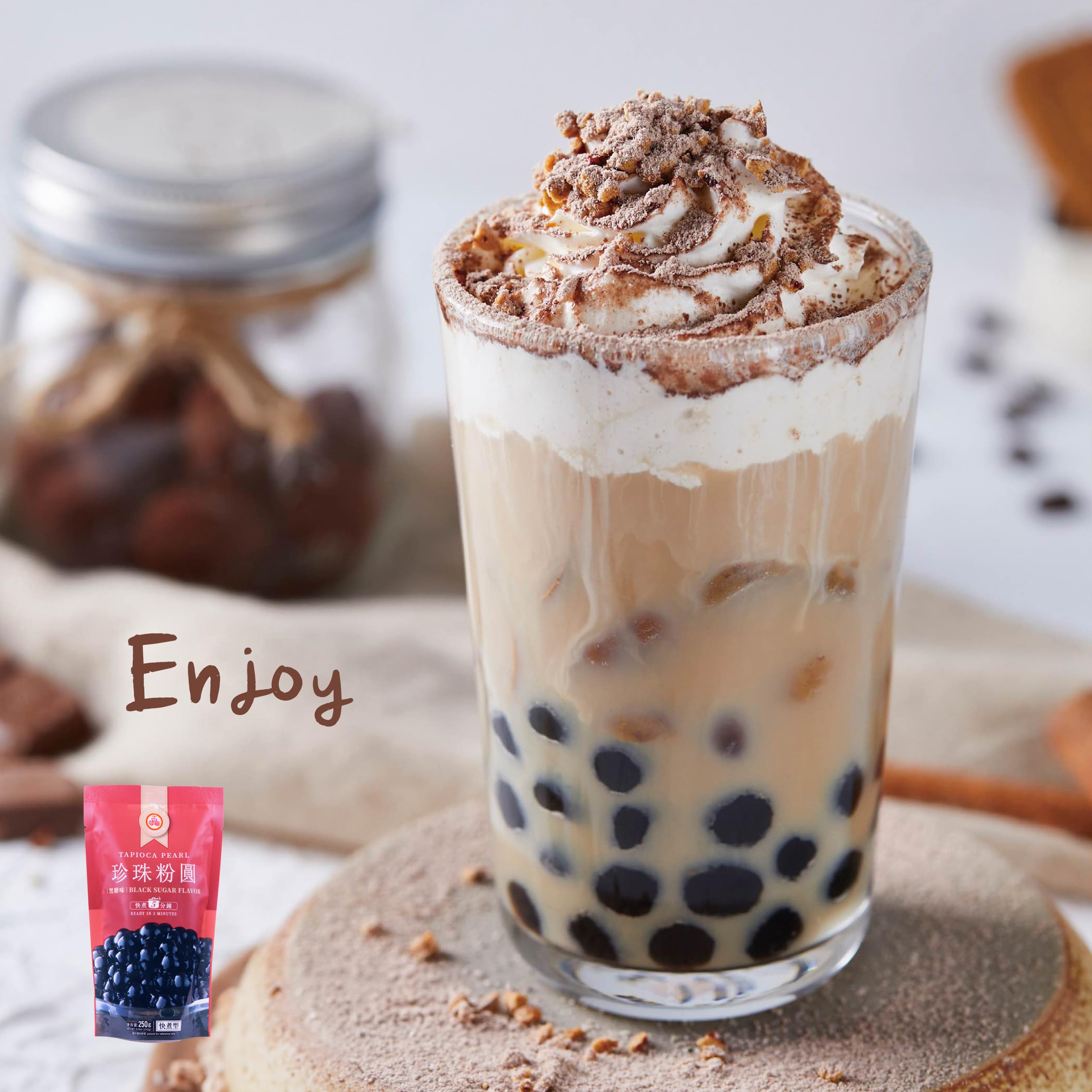 WuFuYuan Black Tapioca Pearl - Chewy Texture for Bubble Tea | 250g 7