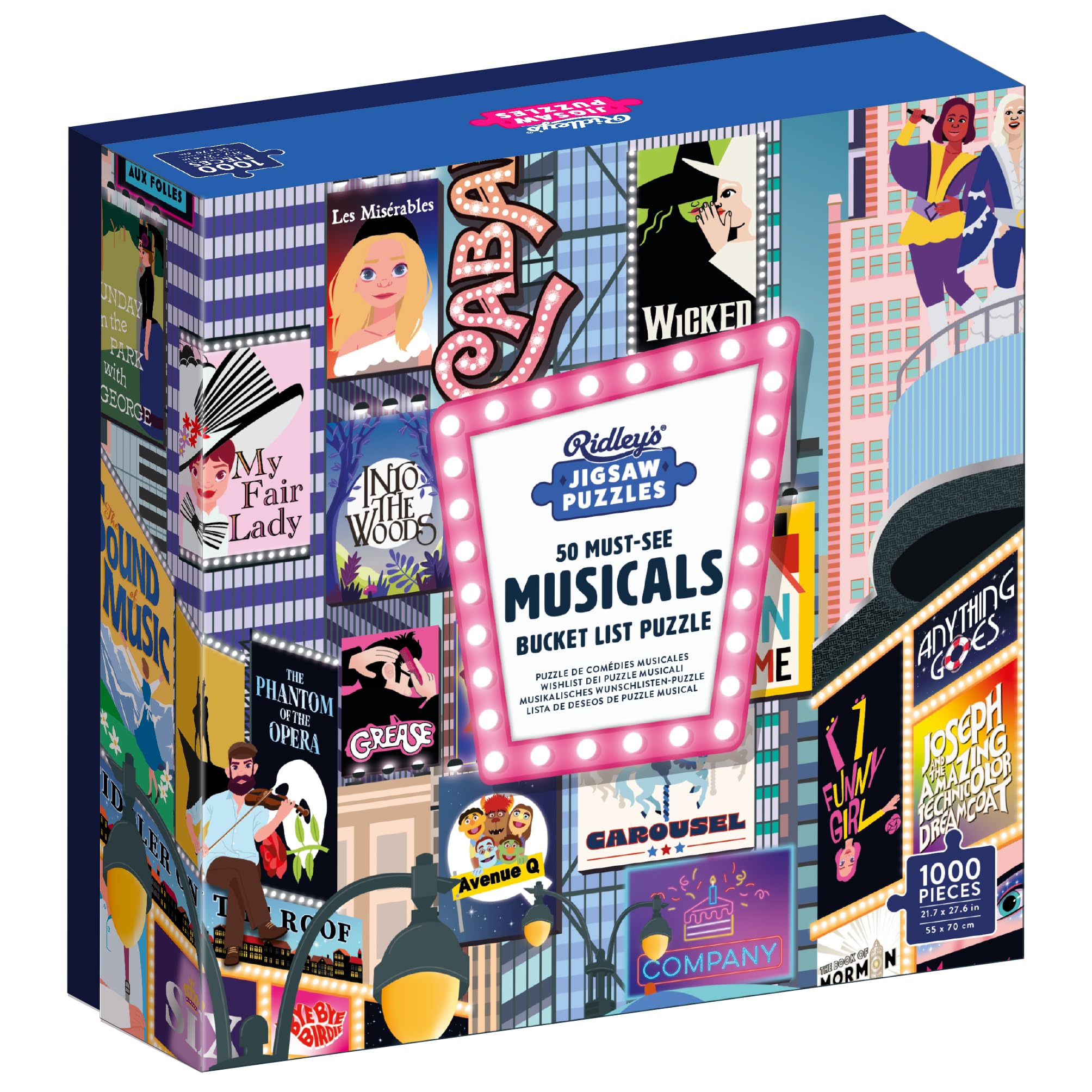 Ridley's 50 Must-See Musicals Bucket List Puzzle Box – 1000 Piece Jigsaw