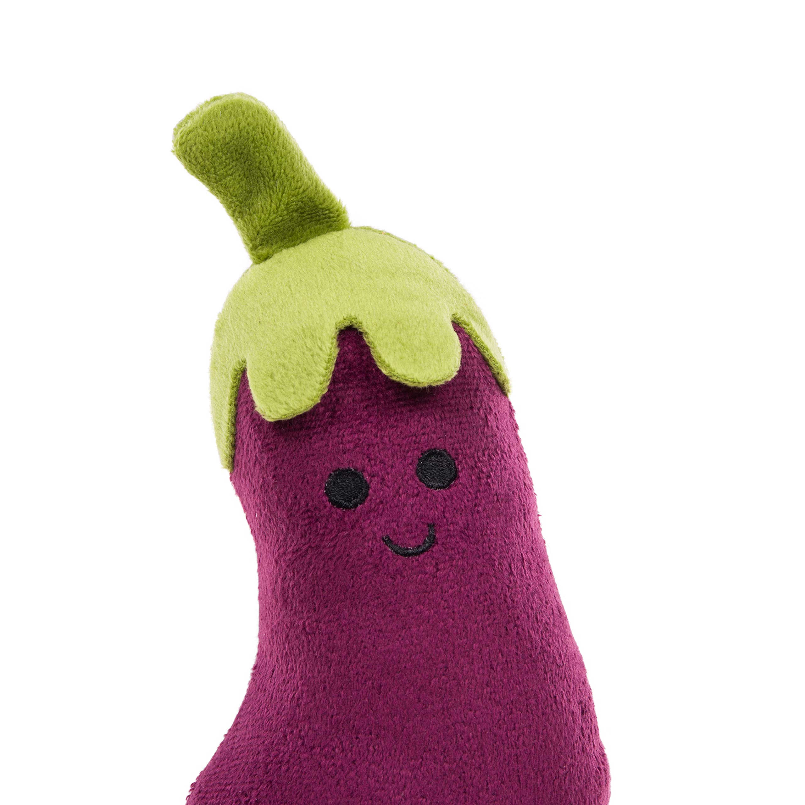 Petface Foodie Faces Aubergine Plush Dog Toy - Built-in Squeaker | Lightweight | Pack of 1