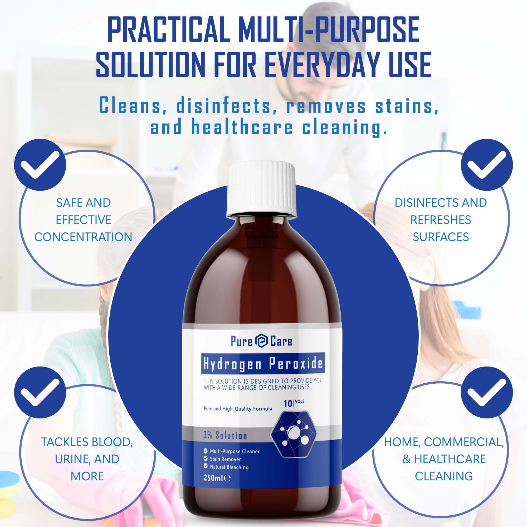 PureCare Hydrogen Peroxide 3% Solution - Multi-Purpose Cleaner & Stain Remover | 250ml Liquid 5