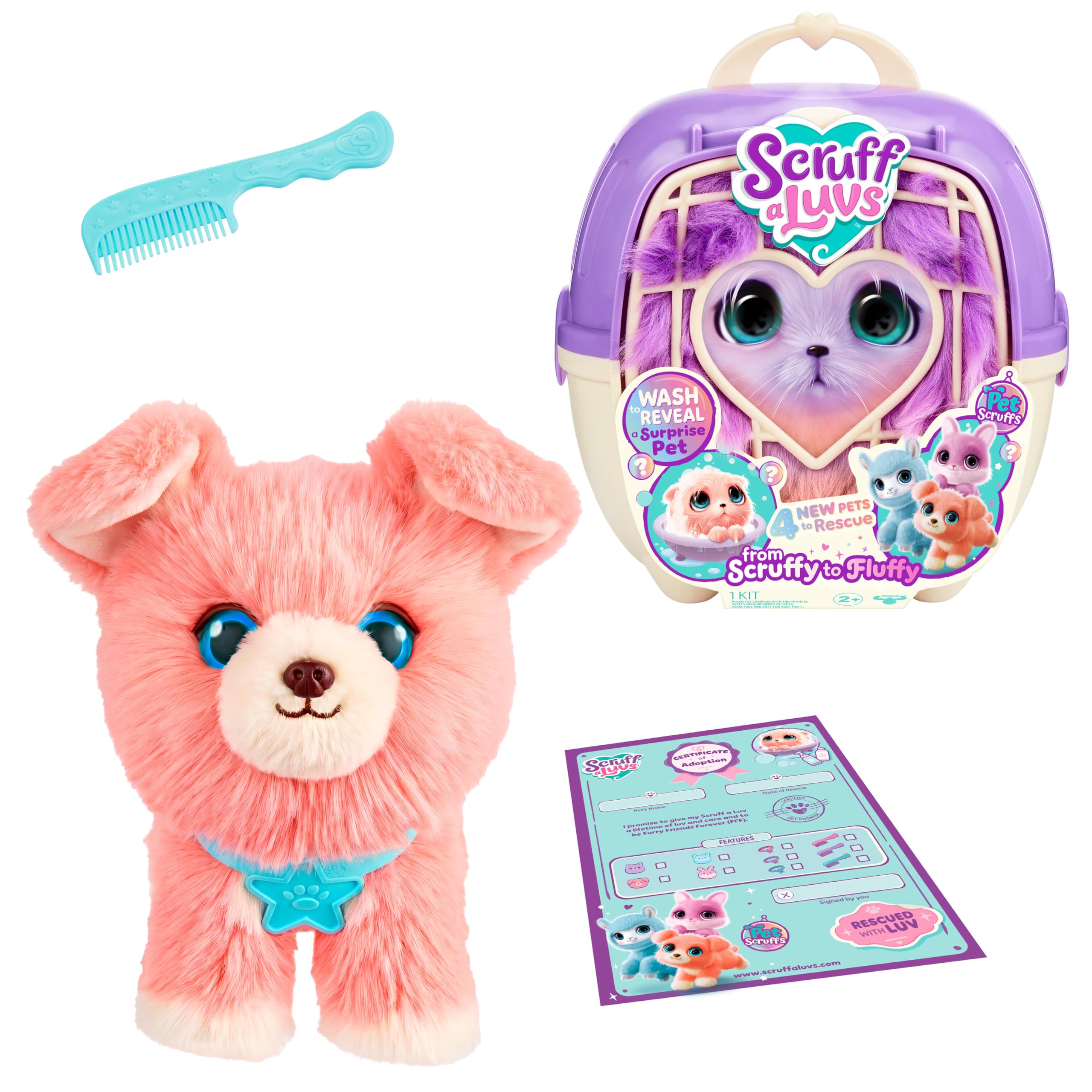SCRUFFALUVS Puppy Mystery Plush Toy - Wash to Reveal Surprise | 19cm Tall