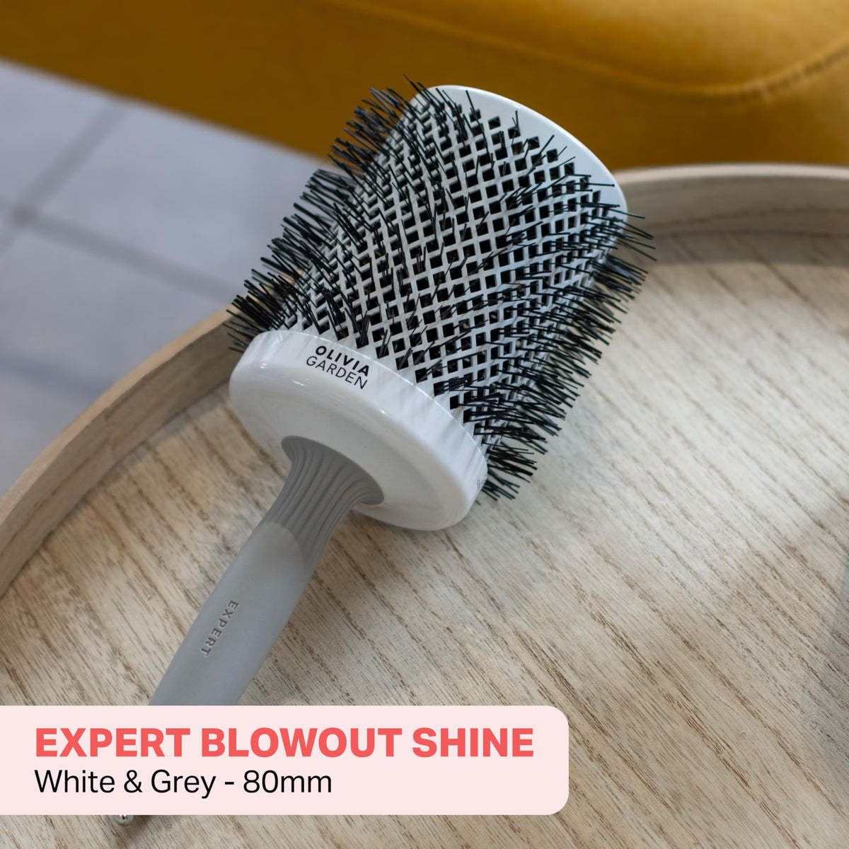 Olivia Garden Expert Blowout Shine Round Hairbrush - White & Grey - Size 80