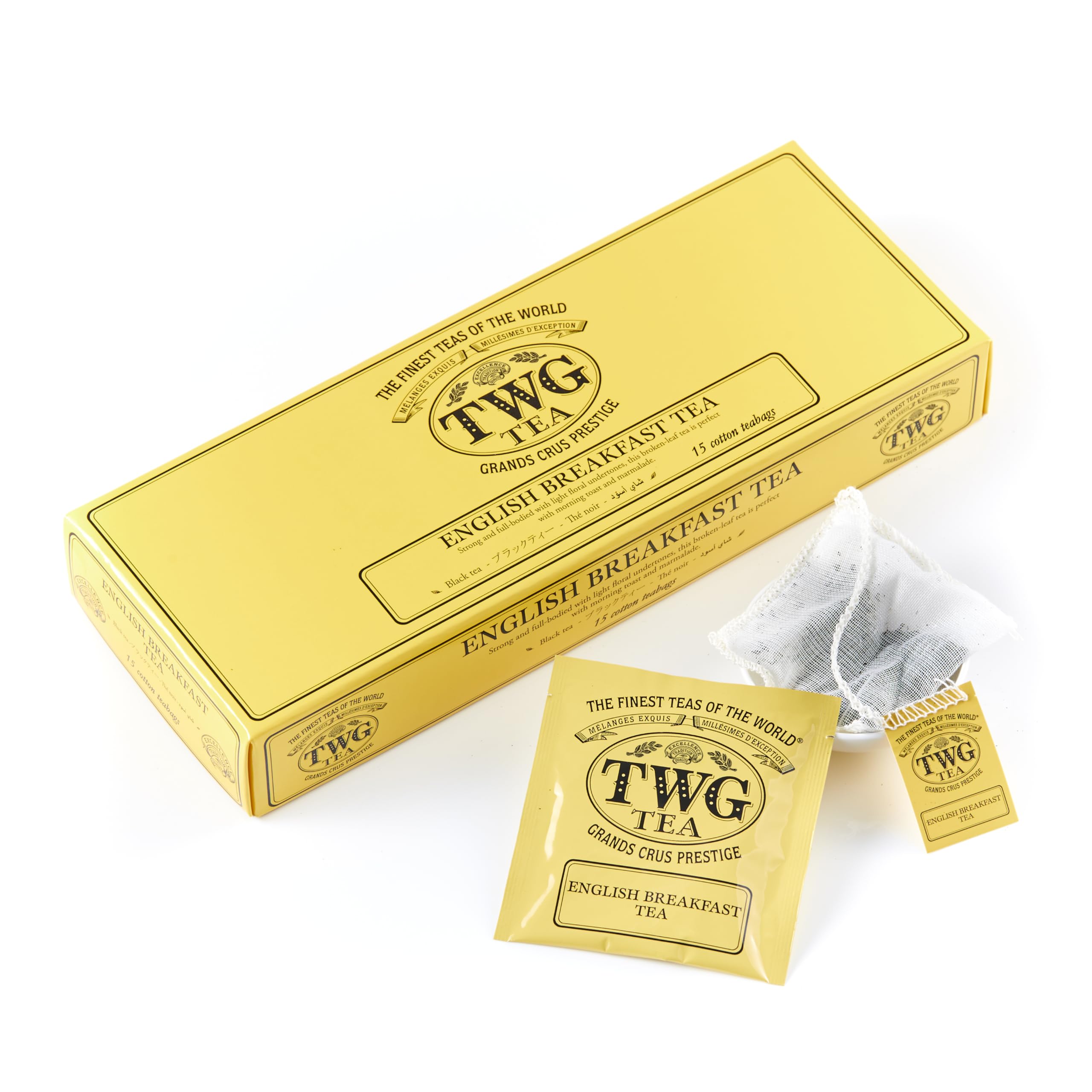 TWG Tea English Breakfast Tea | Black Tea with Floral Undertones | 15 Hand-Sewn Cotton Teabags