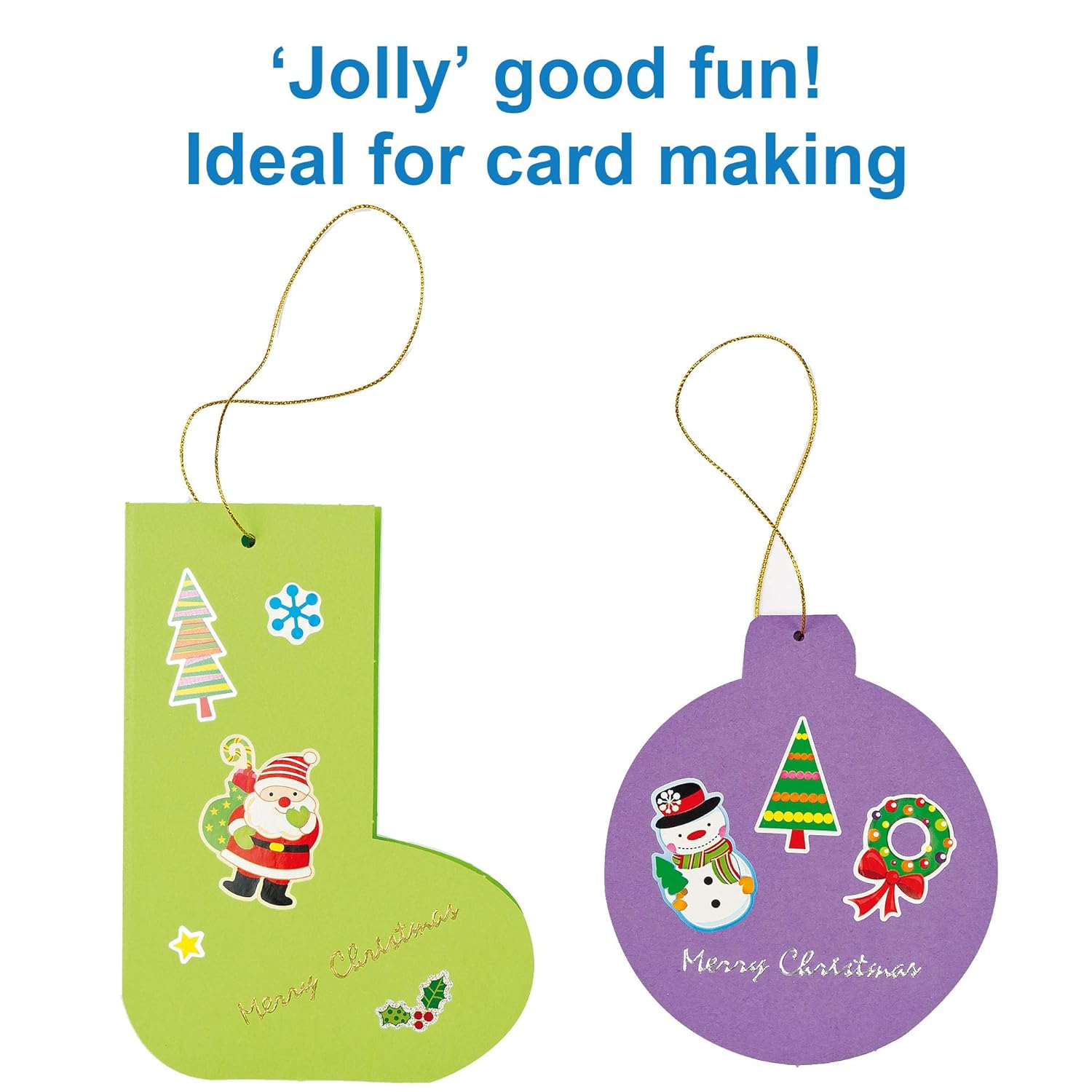 Baker Ross EX716 Christmas Holographic Stickers Value Pack - 280 Assorted Holiday Designs for Crafts, Cards & Party Favors