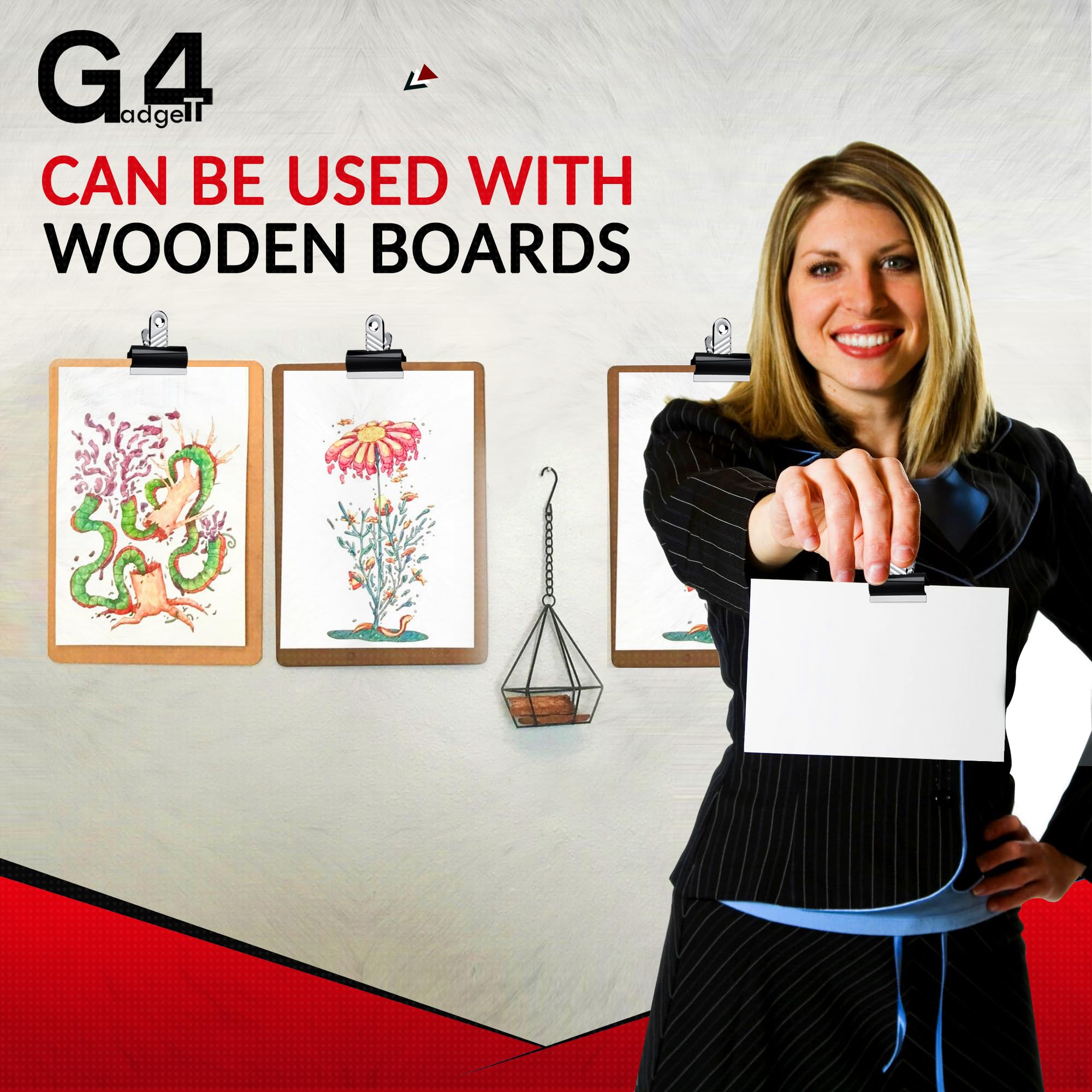 G4GADGET Jumbo Black Bulldog Clips 70mm - Heavy-Duty Metal Binder, 10 Pack | Holds 195 Sheets 5