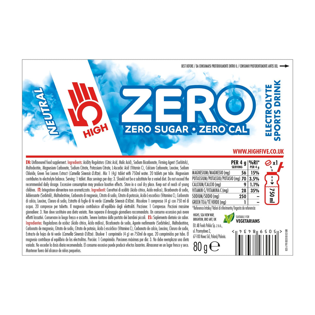 HIGH5 ZERO Electrolyte Tablets | Hydration Tablets Enhanced with Vitamin C | 0 Calories & Sugar Free | 20 Tablets (H5-ZSAL)