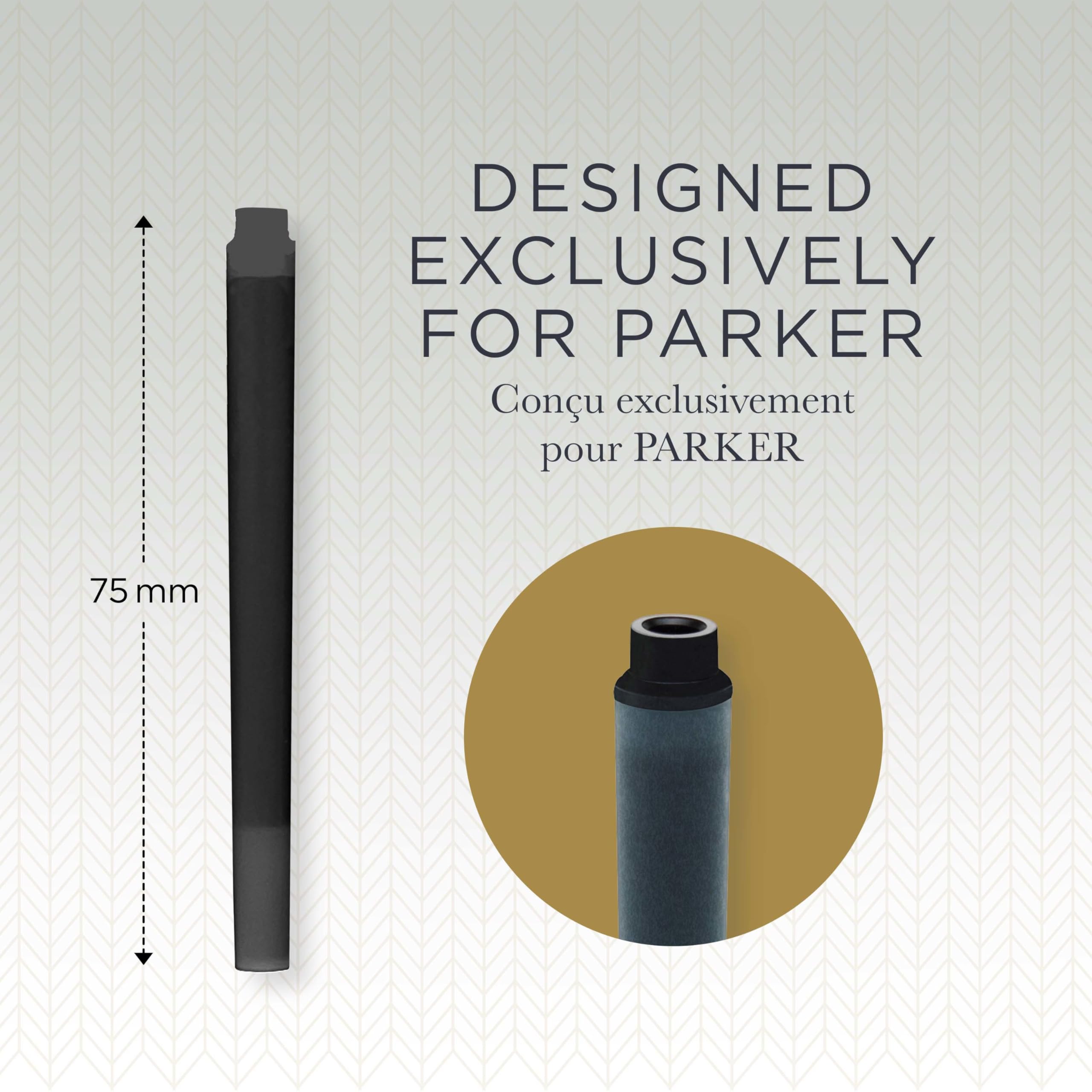PARKER QUINK Long Fountain Pen Ink Refill Cartridges - Black Ink | 5 Count