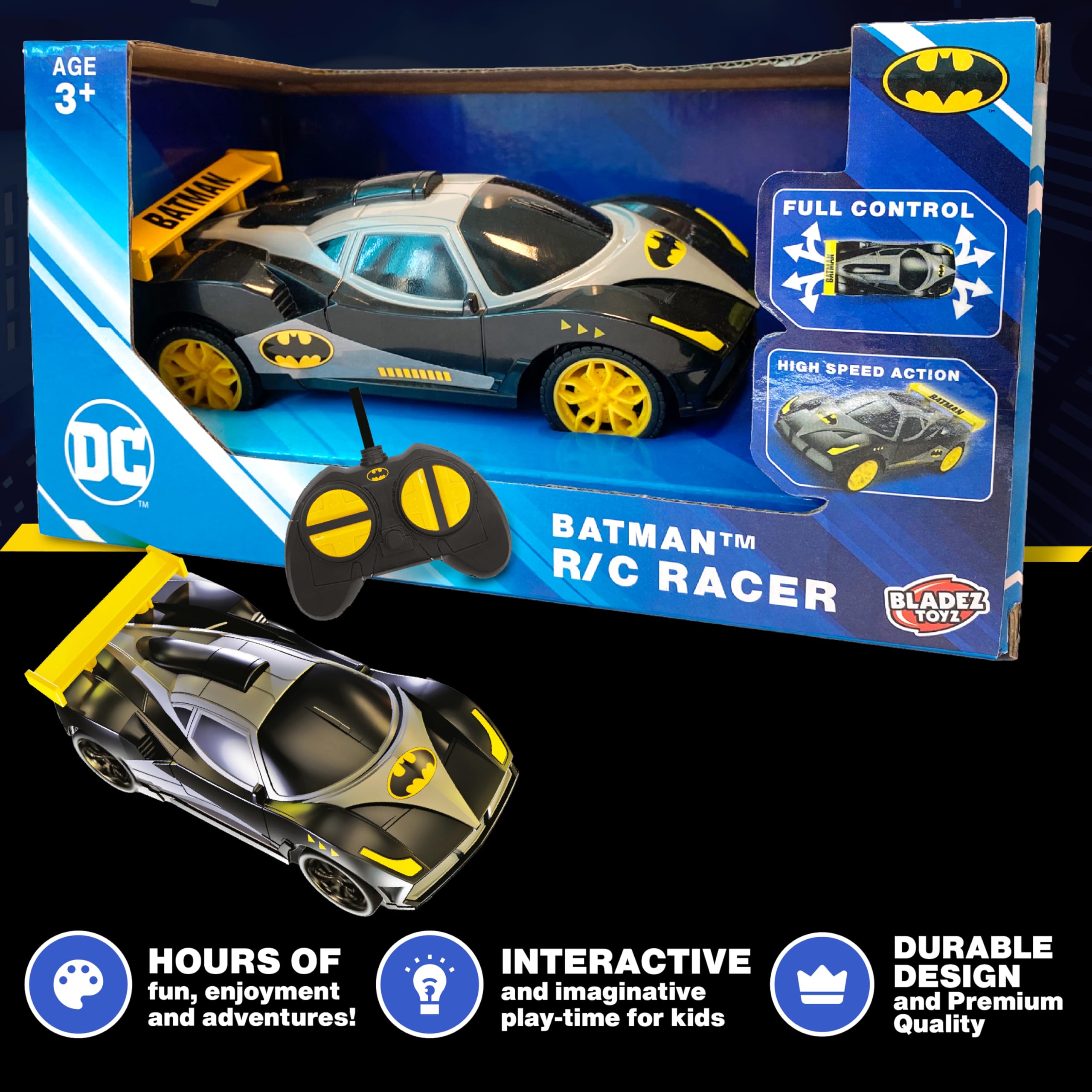 BLADEZ Batman RC Racer Remote Control Car | Full Function Control | Scale 1:28 | Ages 3+ 6