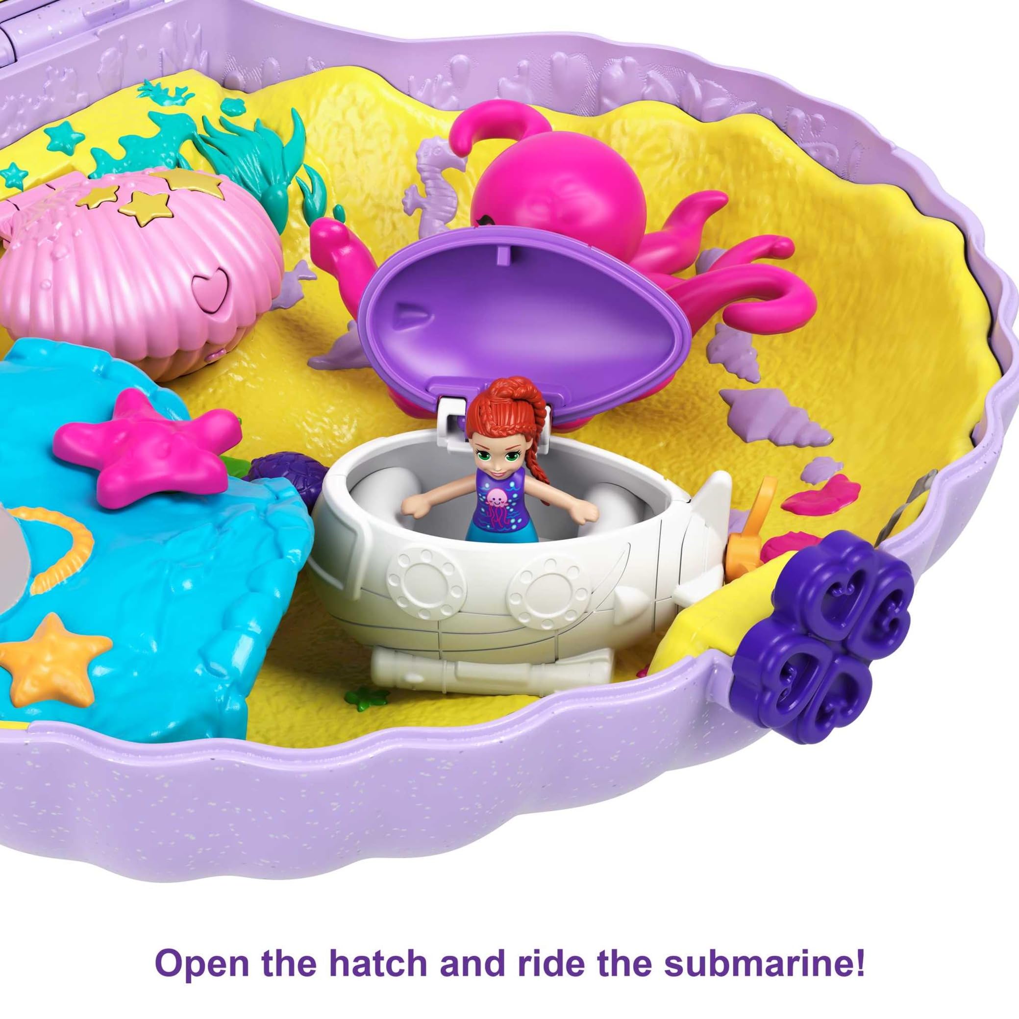 Polly Pocket Micro Tiny Power Seashell Purse Playset - Mermaid Theme, 2 Dolls | Ages 4+ 3
