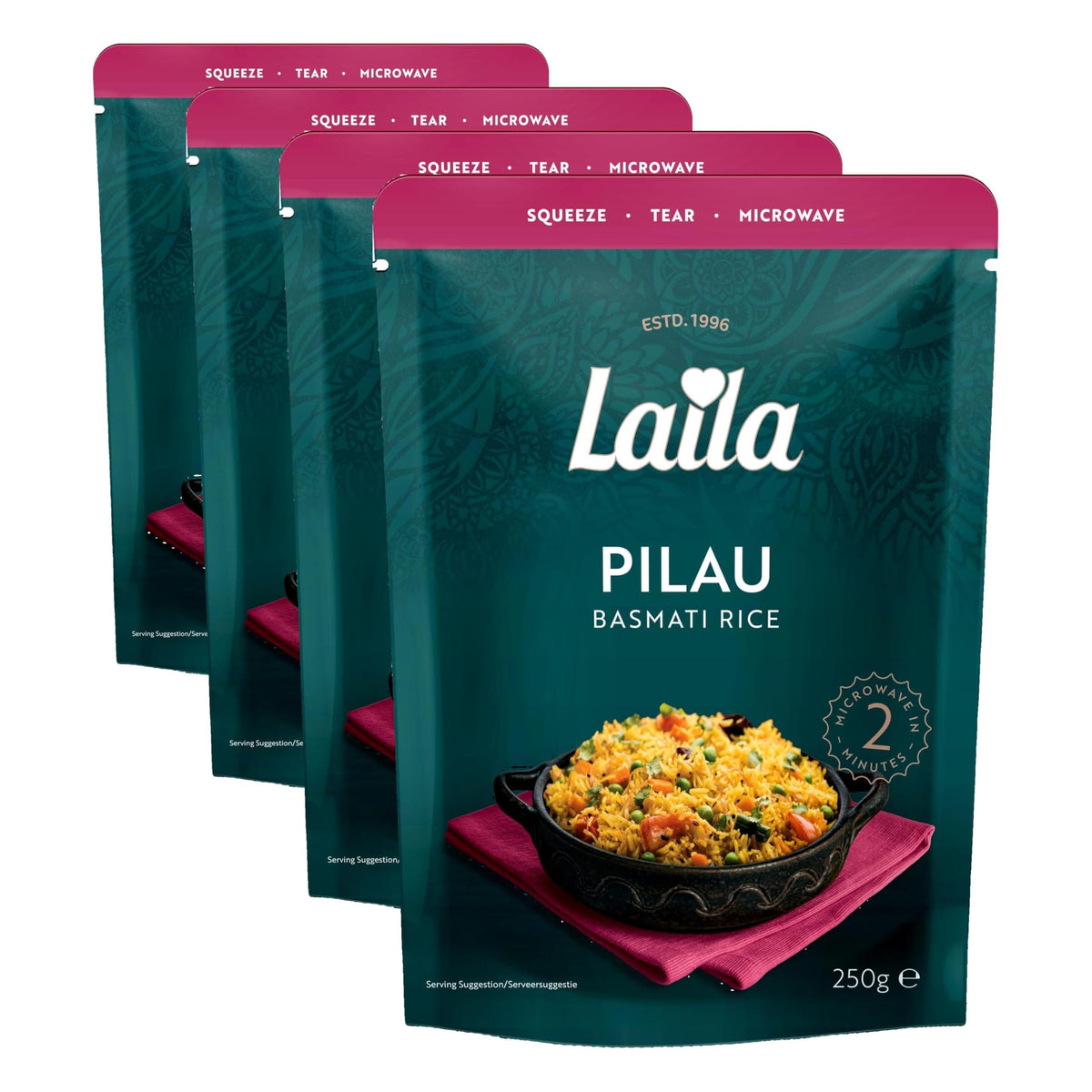 Laila Pilau Microwave Rice - Basmati, 250g, Pack of 4