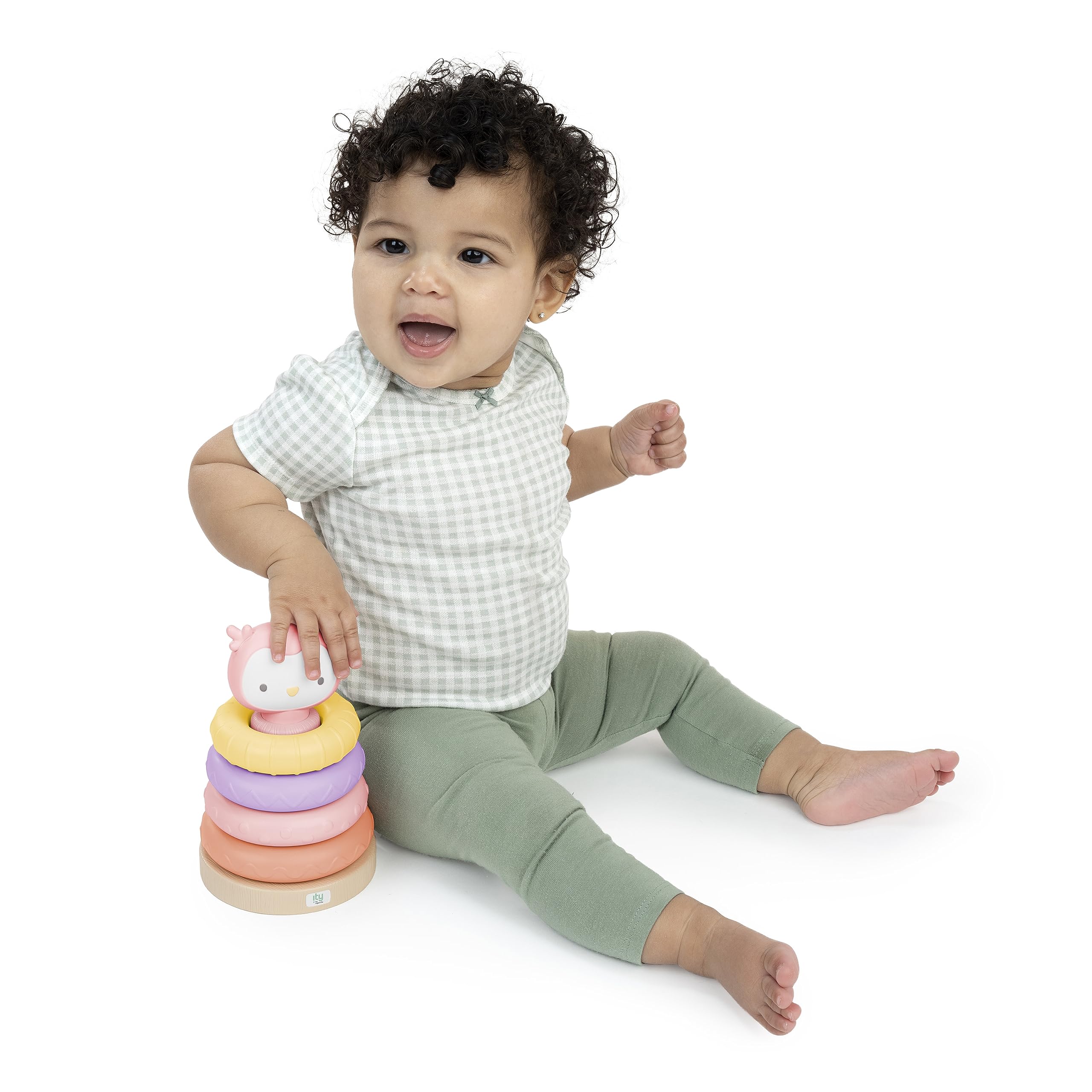 Ingenuity ity Cutie Stacks - Nally the Owl Stacking Toy for Babies 6+ Months 3