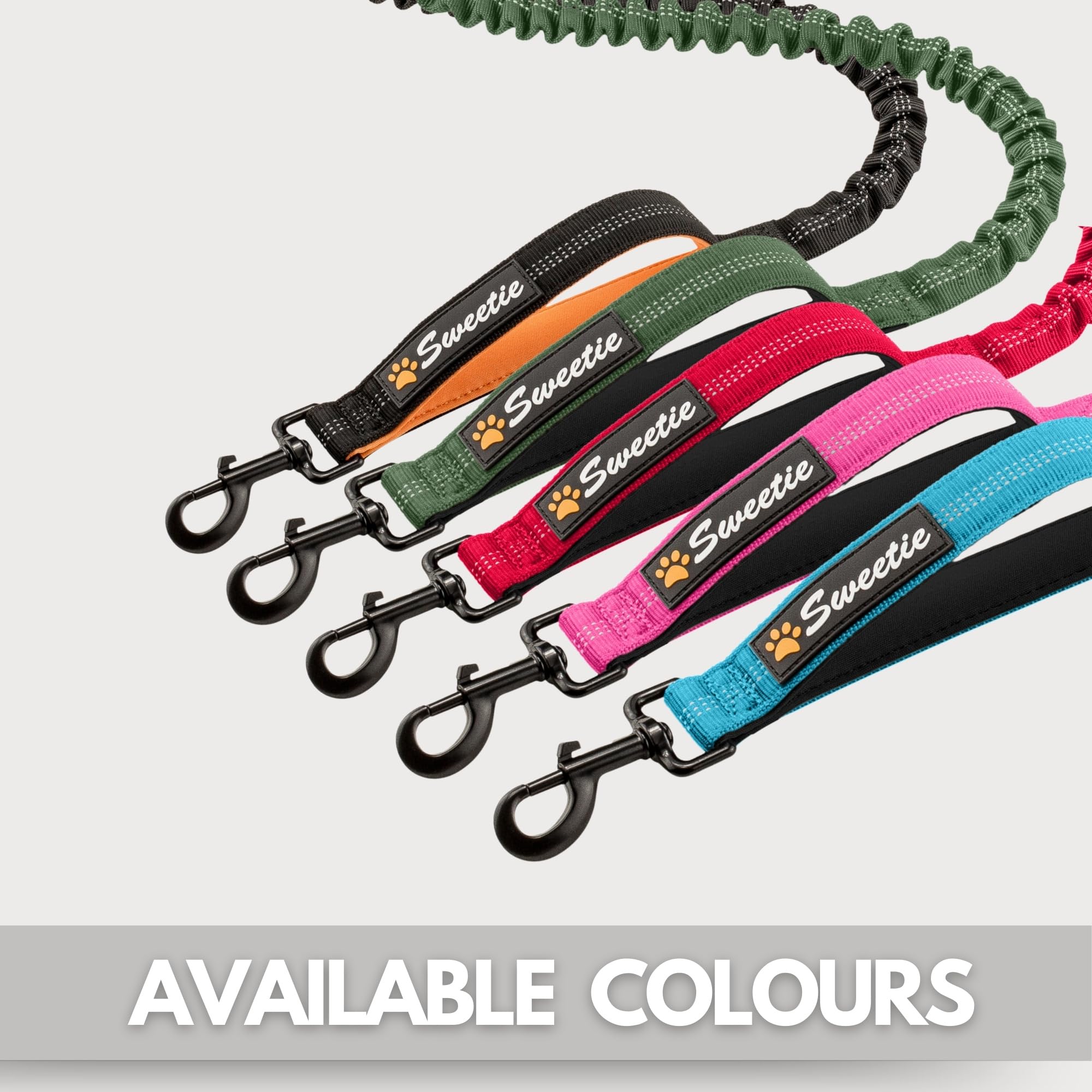 Sweetie Bungee Dog Lead - Shock Absorbing Leash for Gentle Pull Control | 40ft Length | Black 5