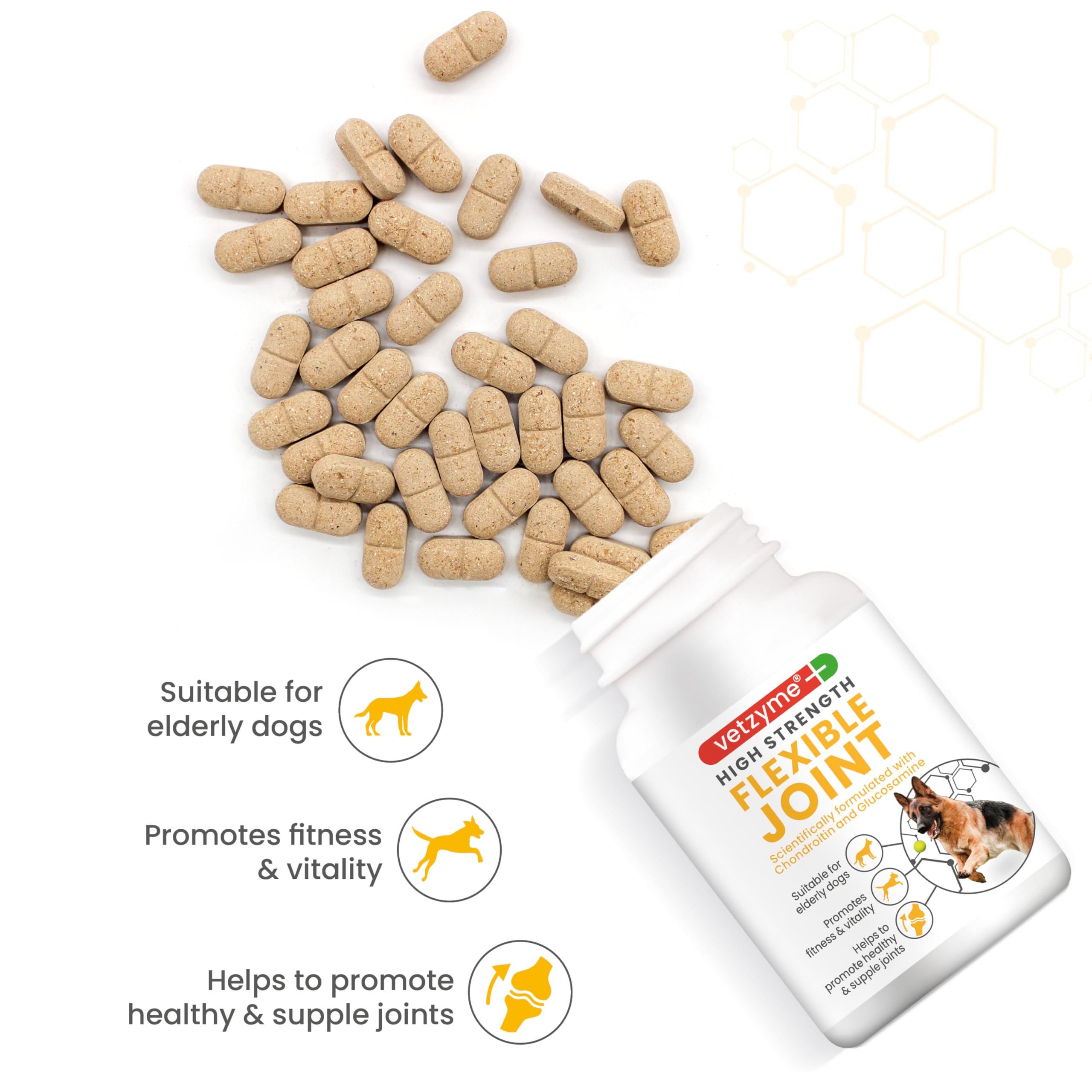 Vetzyme High Strength Flexible Joint Supplements for Senior Dogs - 30 Tablets 2