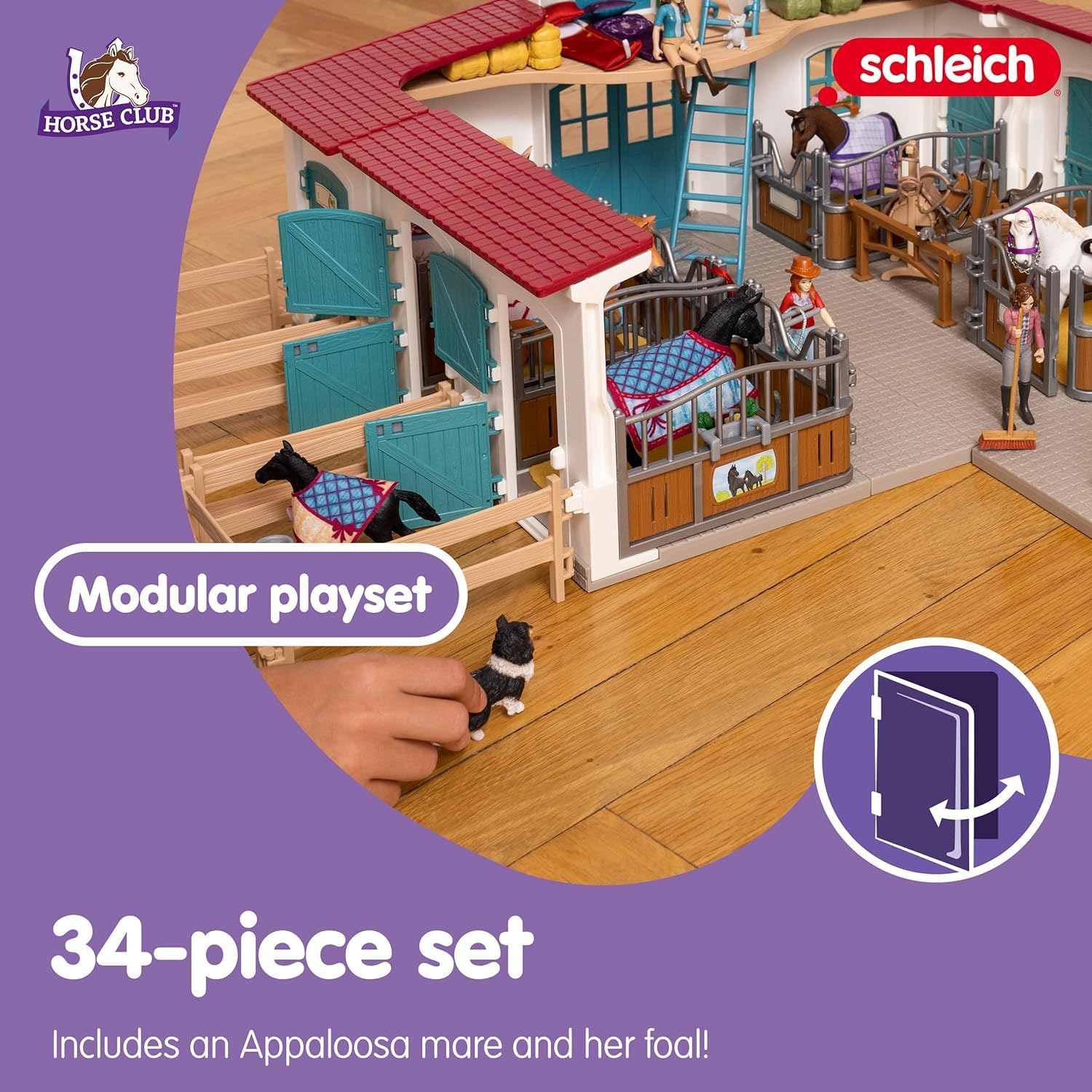 Schleich Horse Club Horse Box with Mare and Foal Playset - 34 Pieces | Ages 5+ 3