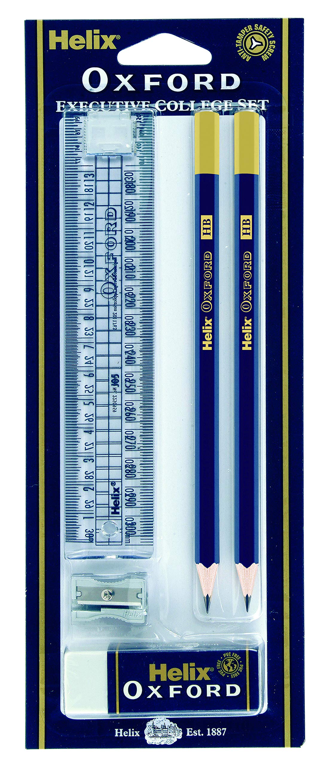 Helix Oxford Executive College Set P92180 | HB Pencils, 30cm Rule, Eraser, Sharpener