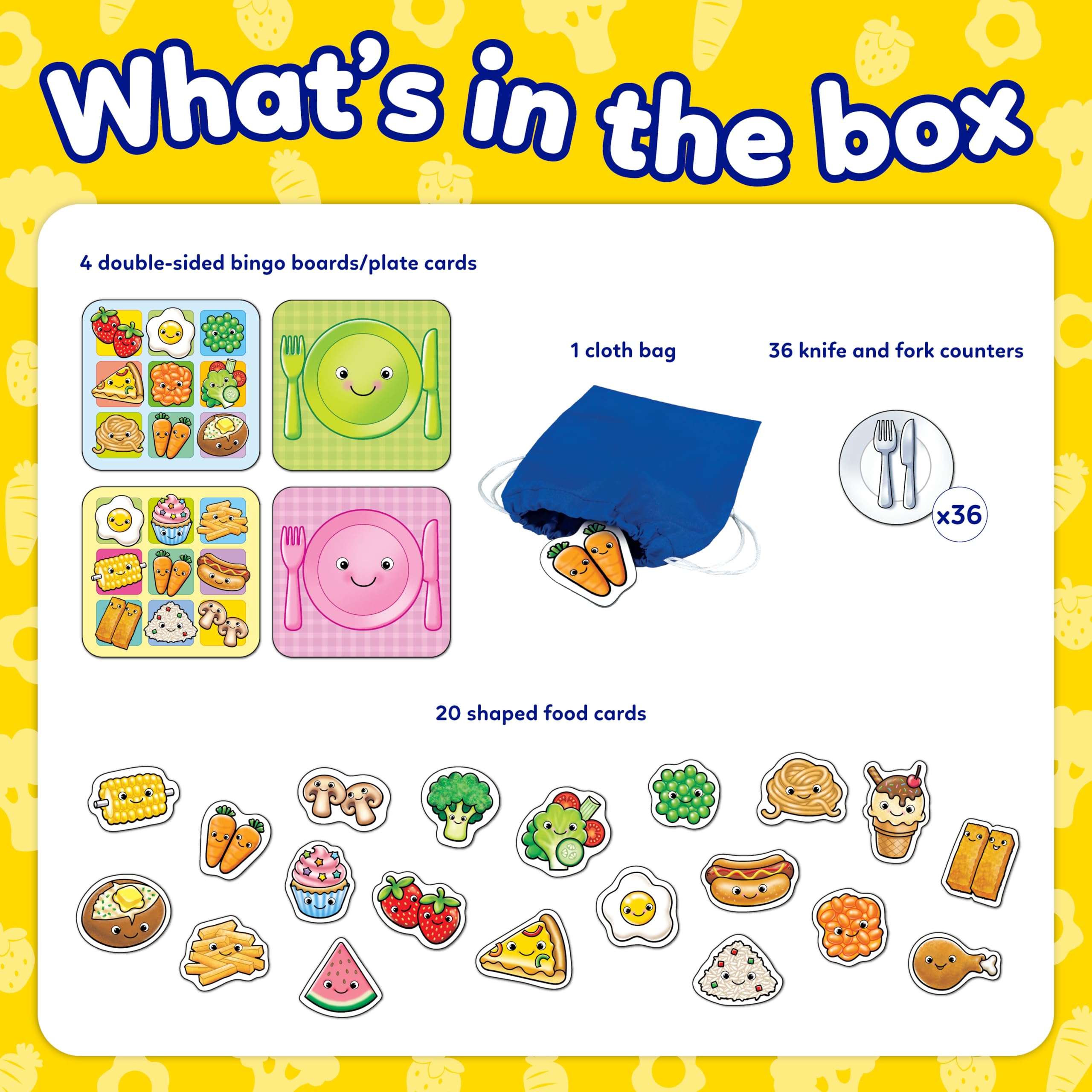 Orchard Toys Fun Food Bingo - Educational Matching Game for Ages 3+ | Includes 4 Double-Sided Boards