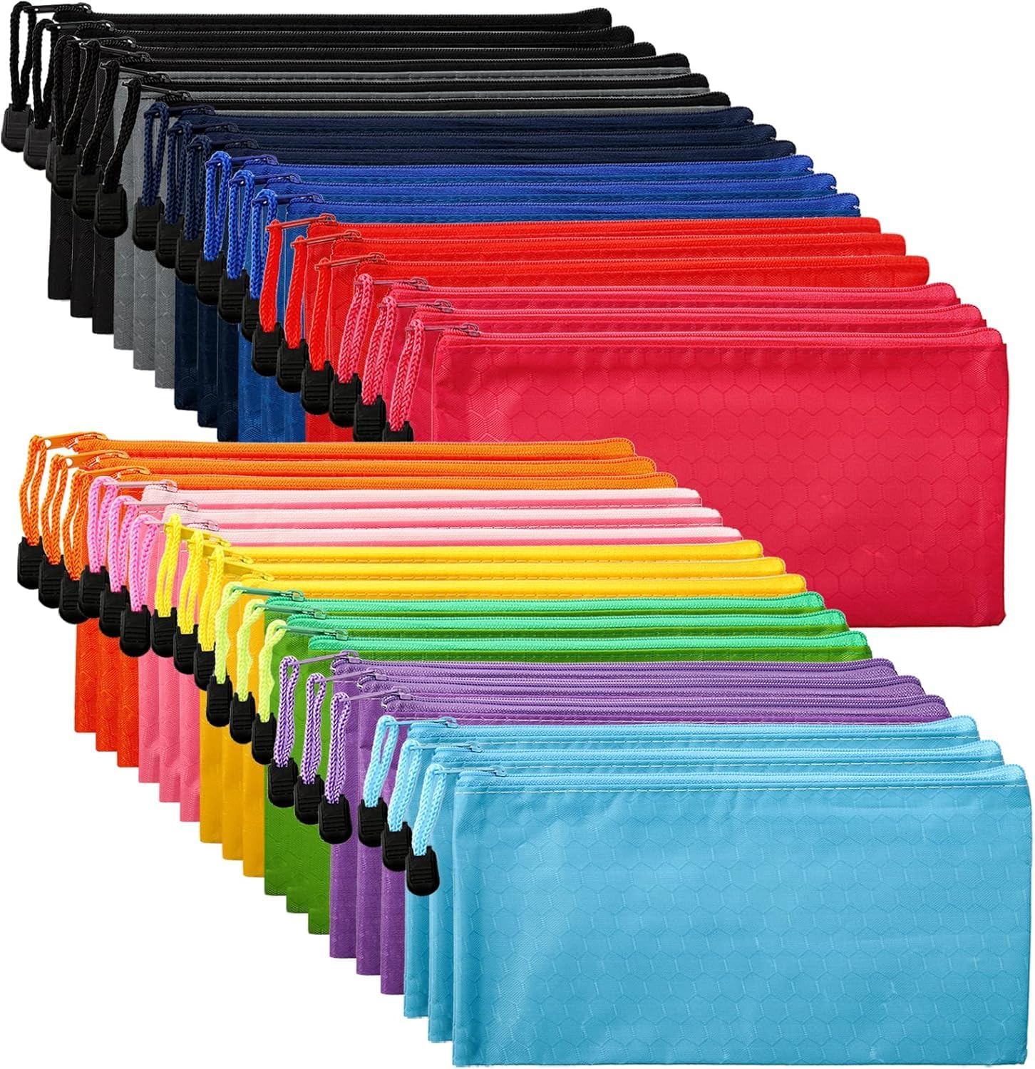 SOUJOY Zipper Pencil Pouches - 36 Pieces, Multicolor PVC, Waterproof | 22.8x12cm