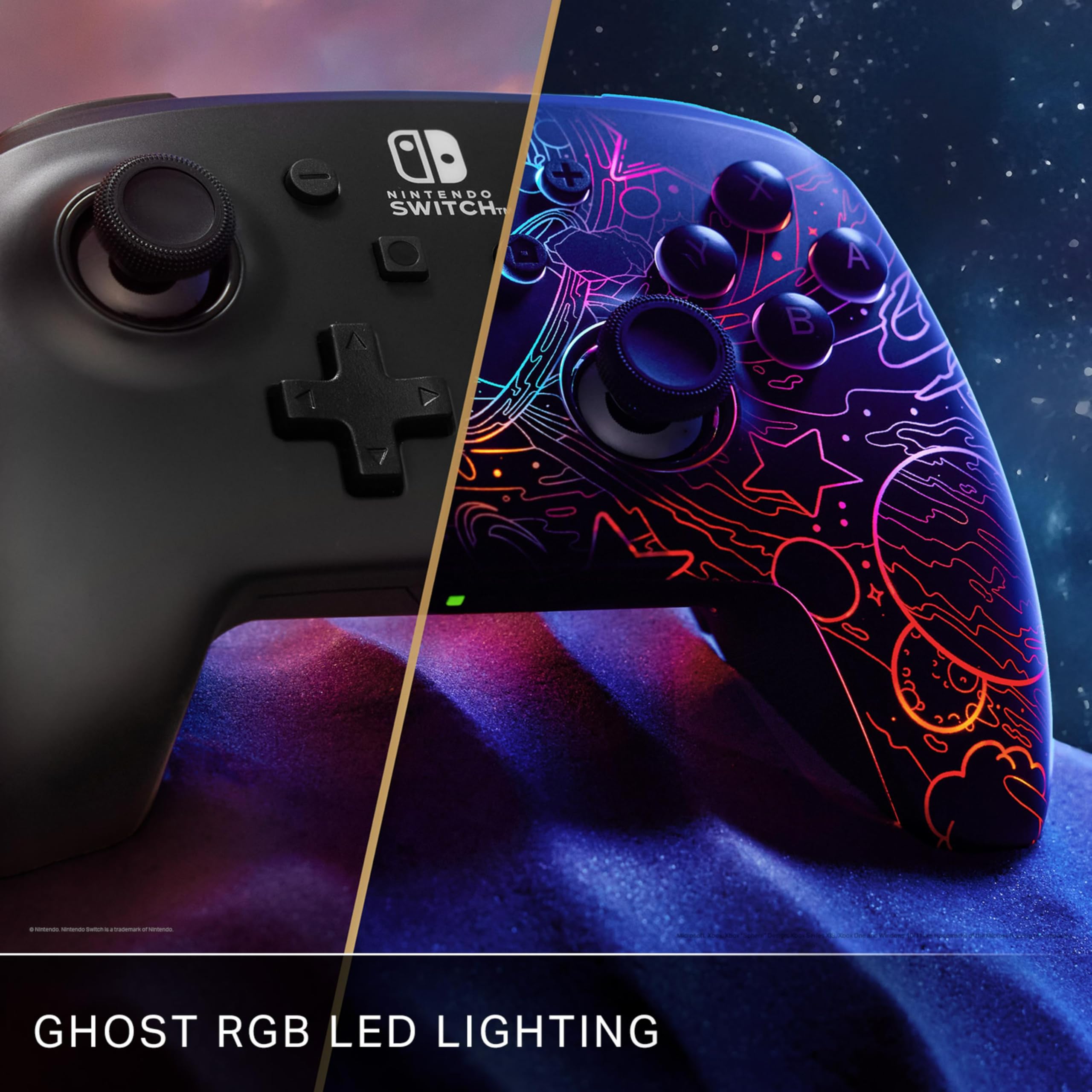 PowerA Enhanced Wireless Controller for Nintendo Switch - Galactic Vortex with Lumectra RGB Lighting, Mappable Buttons, Motion Controls, Officially Licensed 12