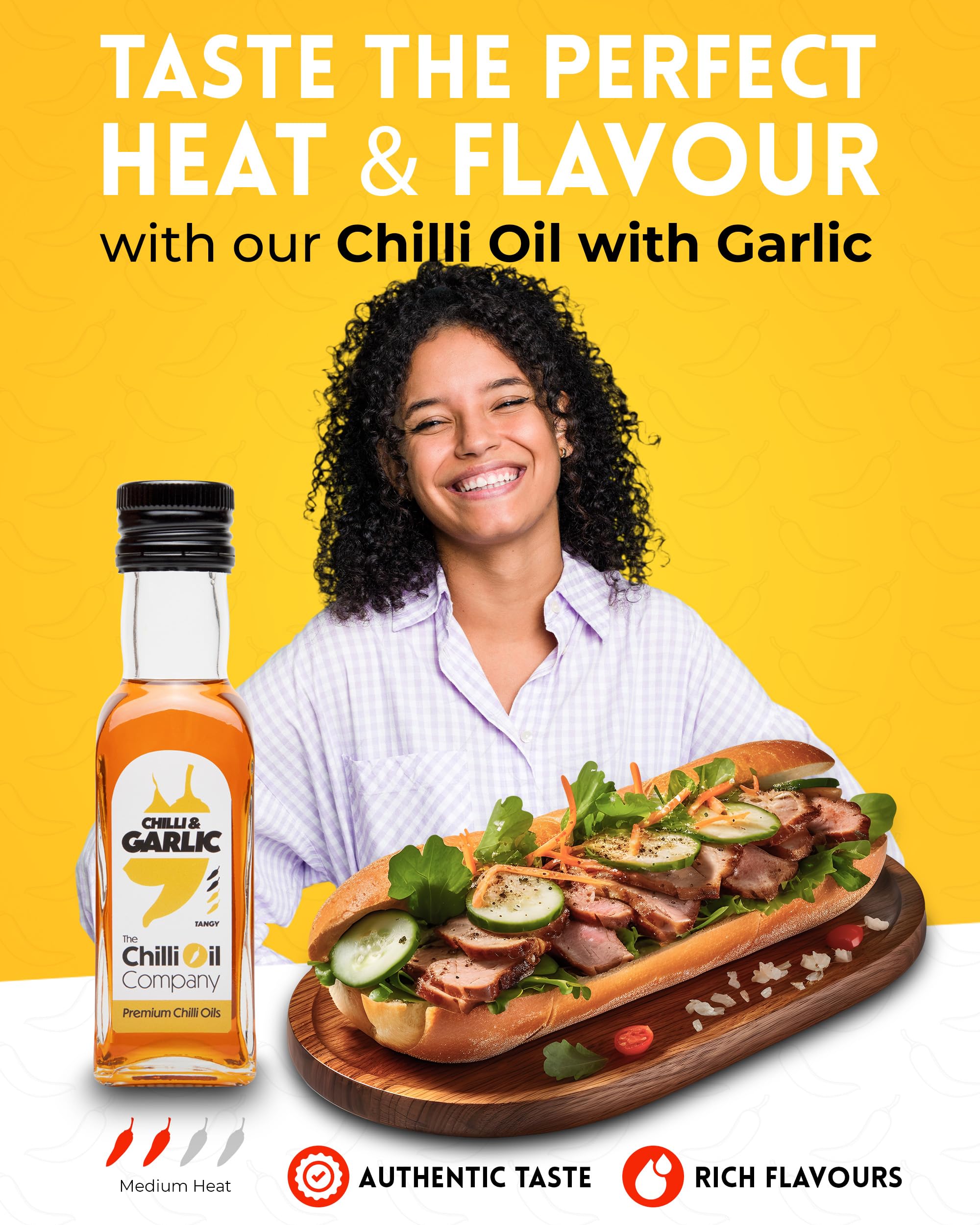 The Chilli Oil Company - Chilli with Garlic 125ml - Medium Hot Sauce with Spanish Extra Virgin Olive Oil 11
