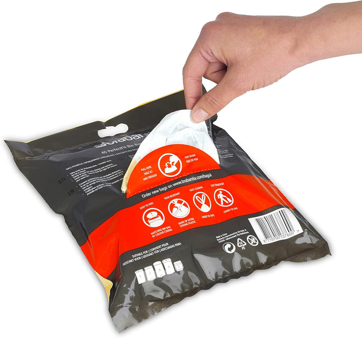 Brabantia - PerfectFit Bin Liners (Size A/3 Litre) Thick Plastic Trash Bags with Tie-Tape