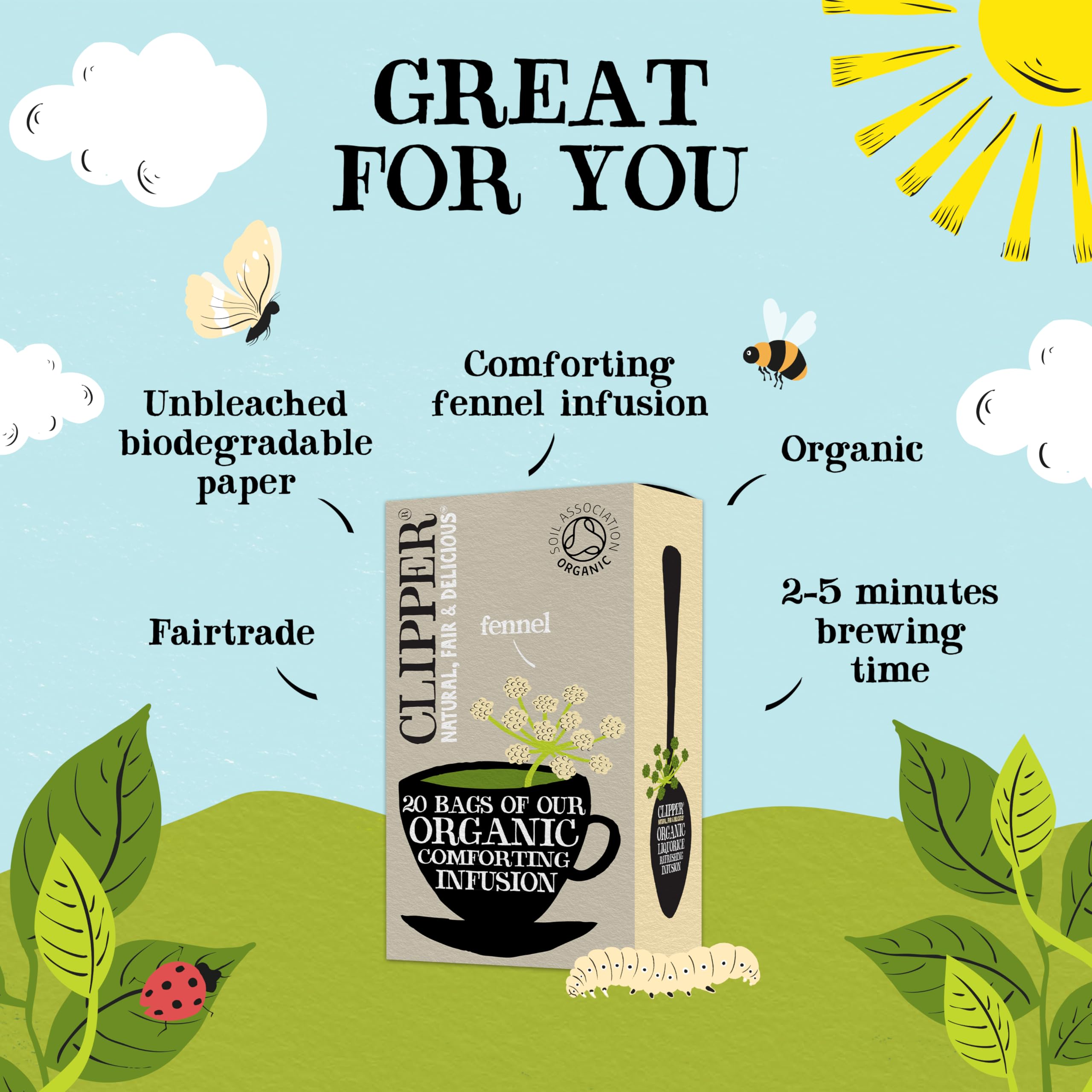 Clipper Natural, Fair & Delicious Organic Fennel Tea Bags - 20 Count, Caffeine Free 2