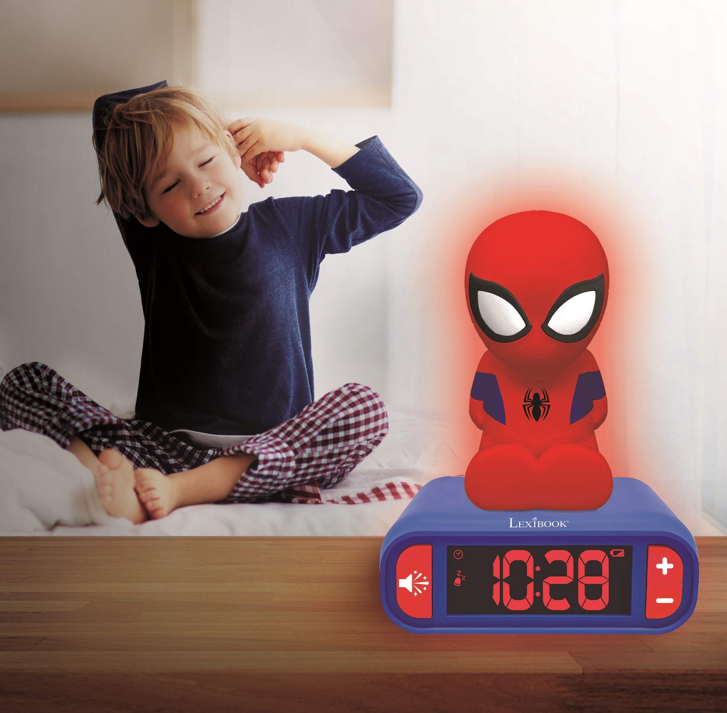 LEXIBOOK Spider-Man Digital Alarm Clock with Light-Up Feature and Sound Effects - Blue 5