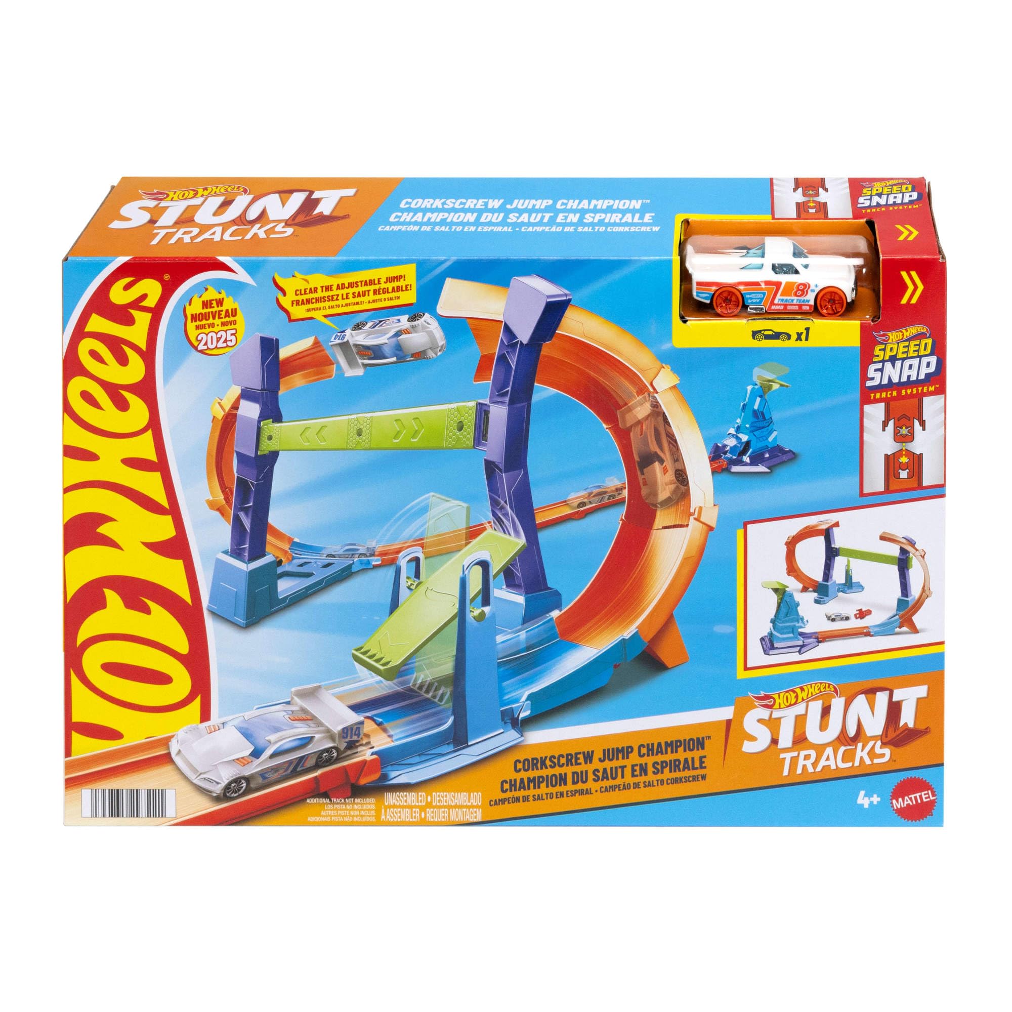 Hot Wheels Stunt Tracks Corkscrew Jump Track Set with 1:64 Scale Car | Ages 4+ | Model JFH36 6