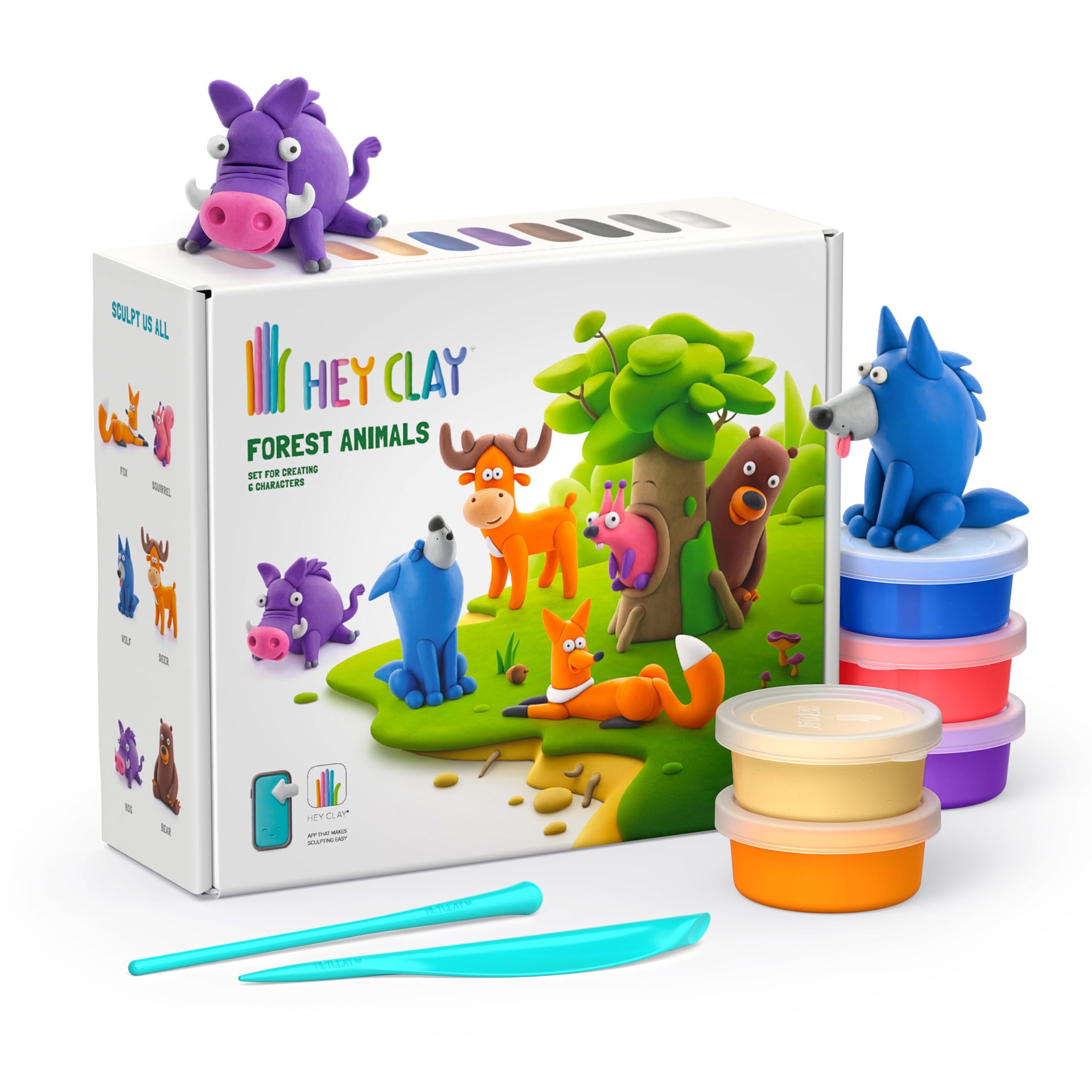 HEY CLAY Air Dry Clay - 15 Cans, Tools, App Access | Vibrant Colors | Ages 3+