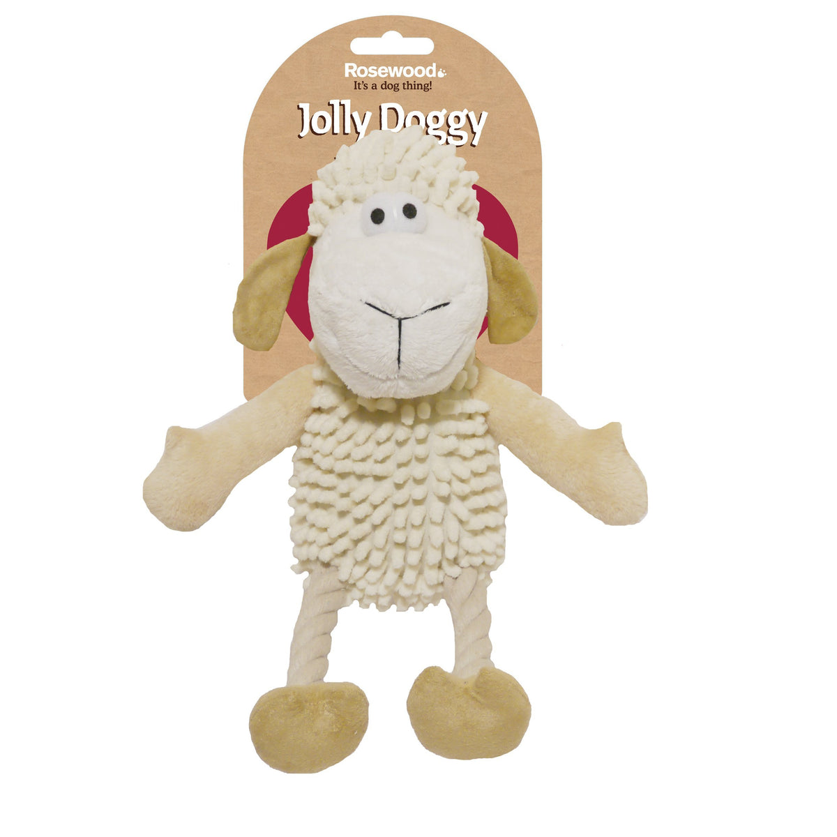 Rosewood Farmyard Sheep Dog Toy - Plush, Tan
