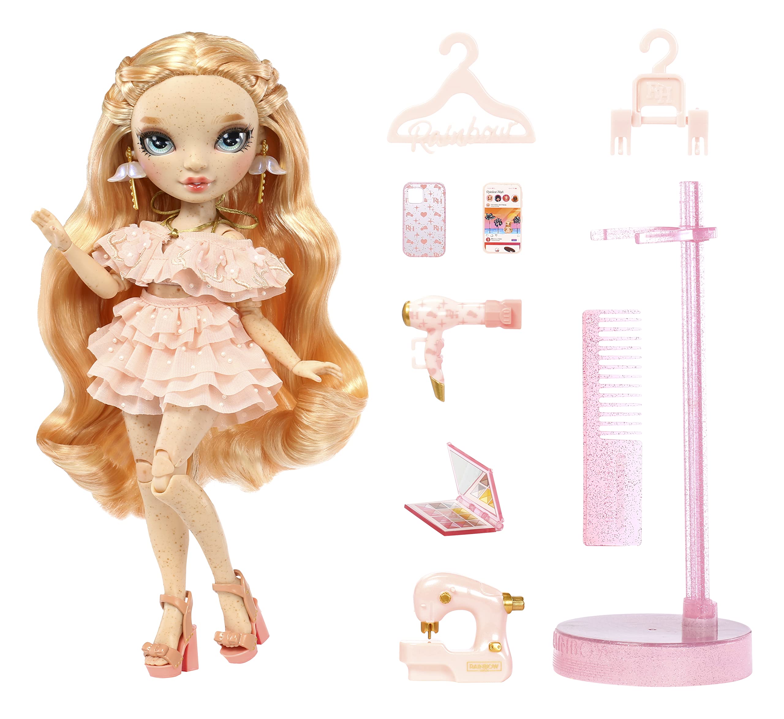 Rainbow High Victoria Whitman Fashion Doll - Light Pink Outfit & 10+ Accessories | 12 Inches Tall
