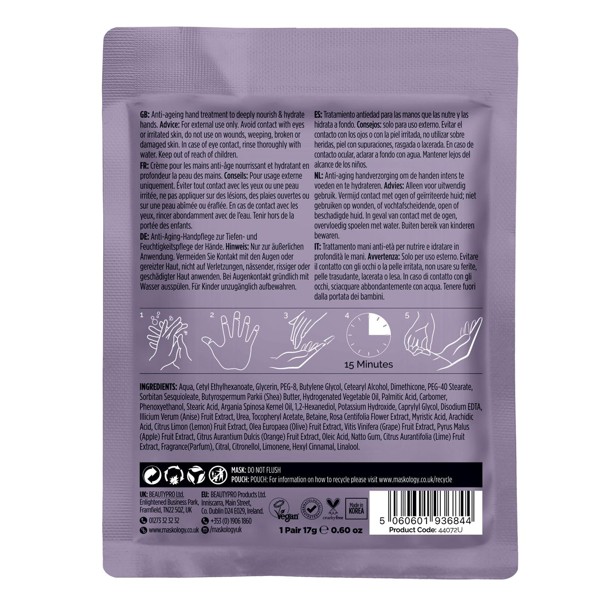 MASKOLOGY Hand Mask Hydrating Hand Treatment - 1 Pair, Apple, Anti Ageing